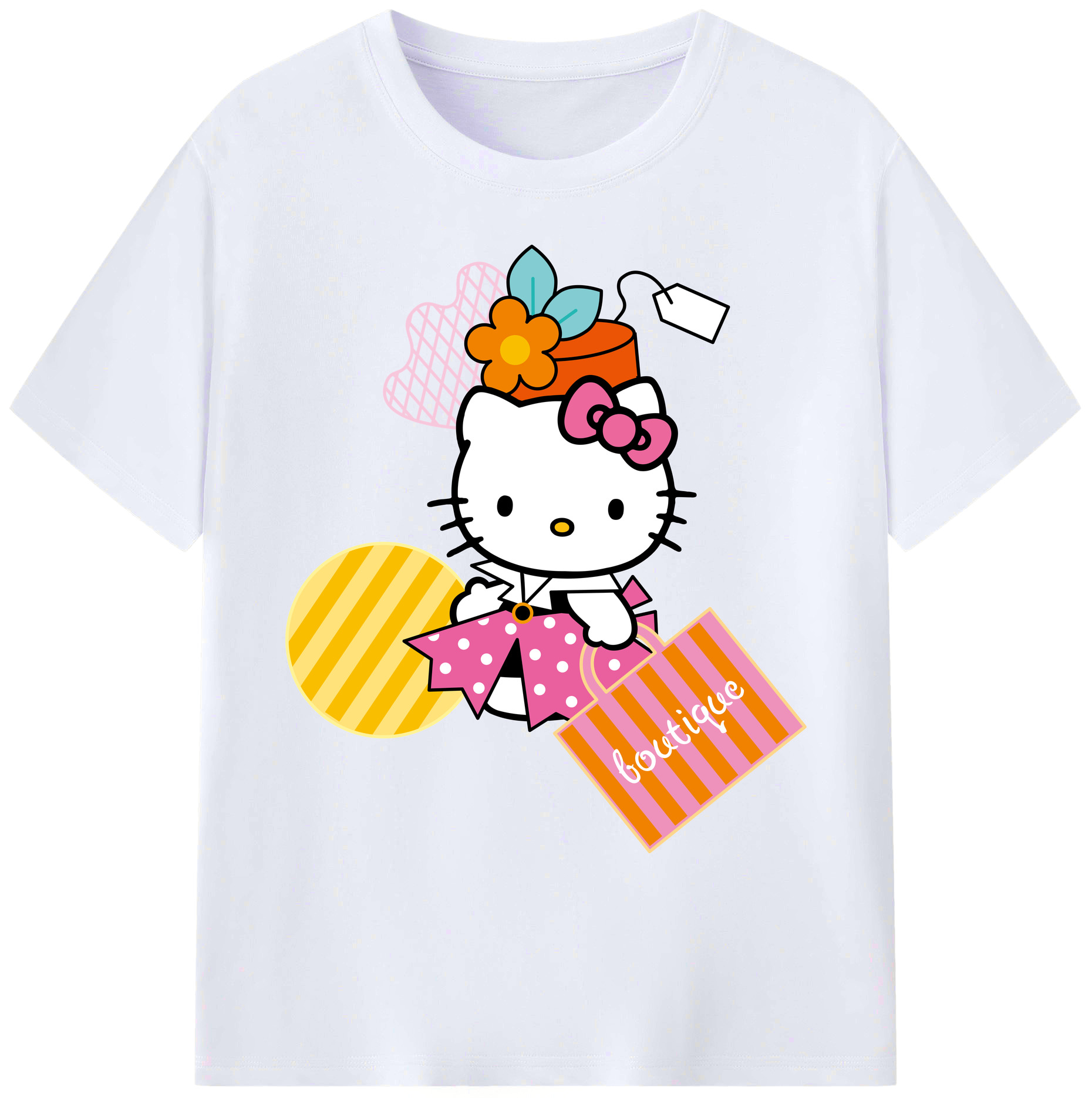 （画像用） Hello Kitty ハローキティ 綿100％ メンズ半袖Tシャツ｜肌触りやわらか＆通気性