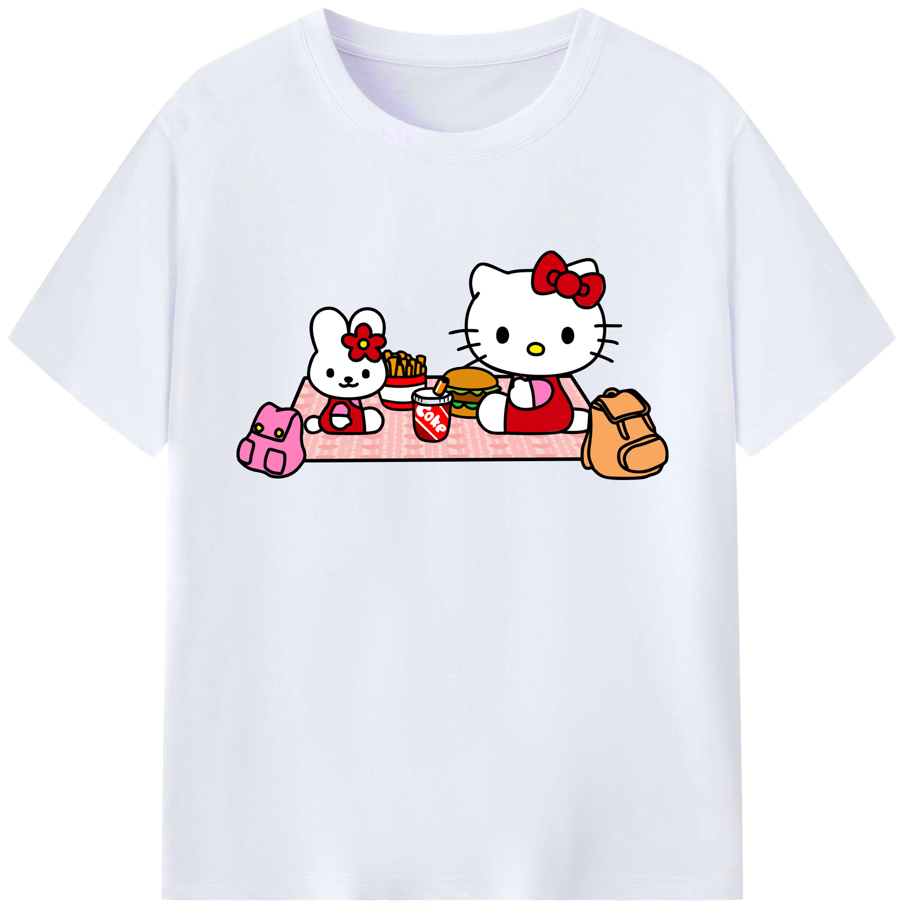 （画像用） Hello Kitty ハローキティ 綿100％ メンズ半袖Tシャツ｜肌触りやわらか＆通気性