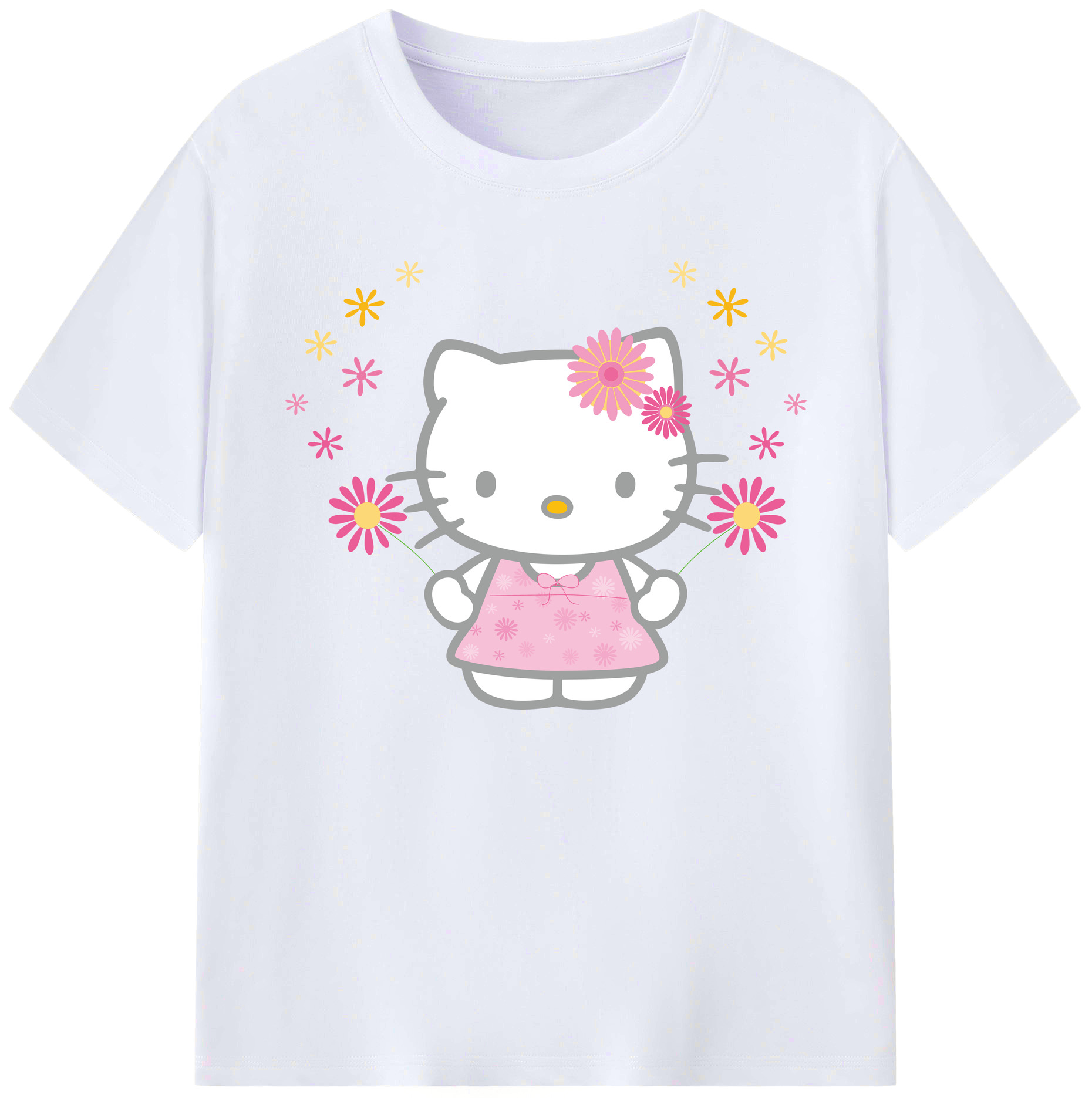 （画像用） Hello Kitty ハローキティ 綿100％ メンズ半袖Tシャツ｜肌触りやわらか＆通気性