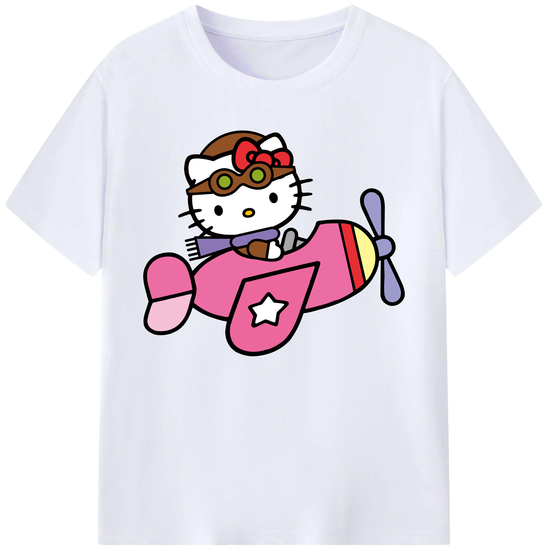（画像用） Hello Kitty ハローキティ 綿100％ メンズ半袖Tシャツ｜肌触りやわらか＆通気性