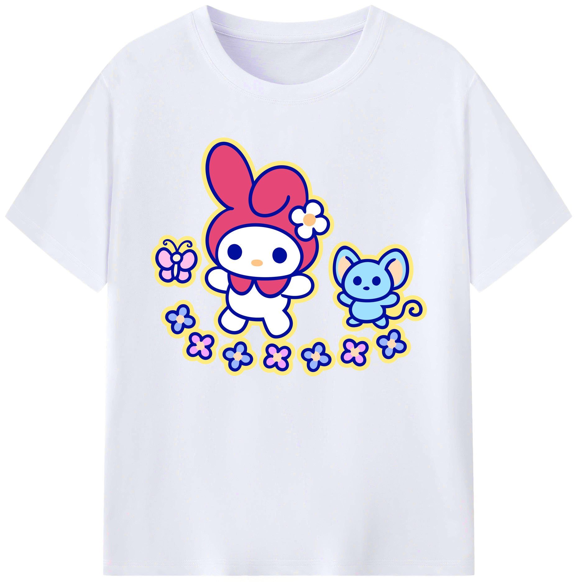 （画像用） Hello Kitty ハローキティ 綿100％ メンズ半袖Tシャツ｜肌触りやわらか＆通気性