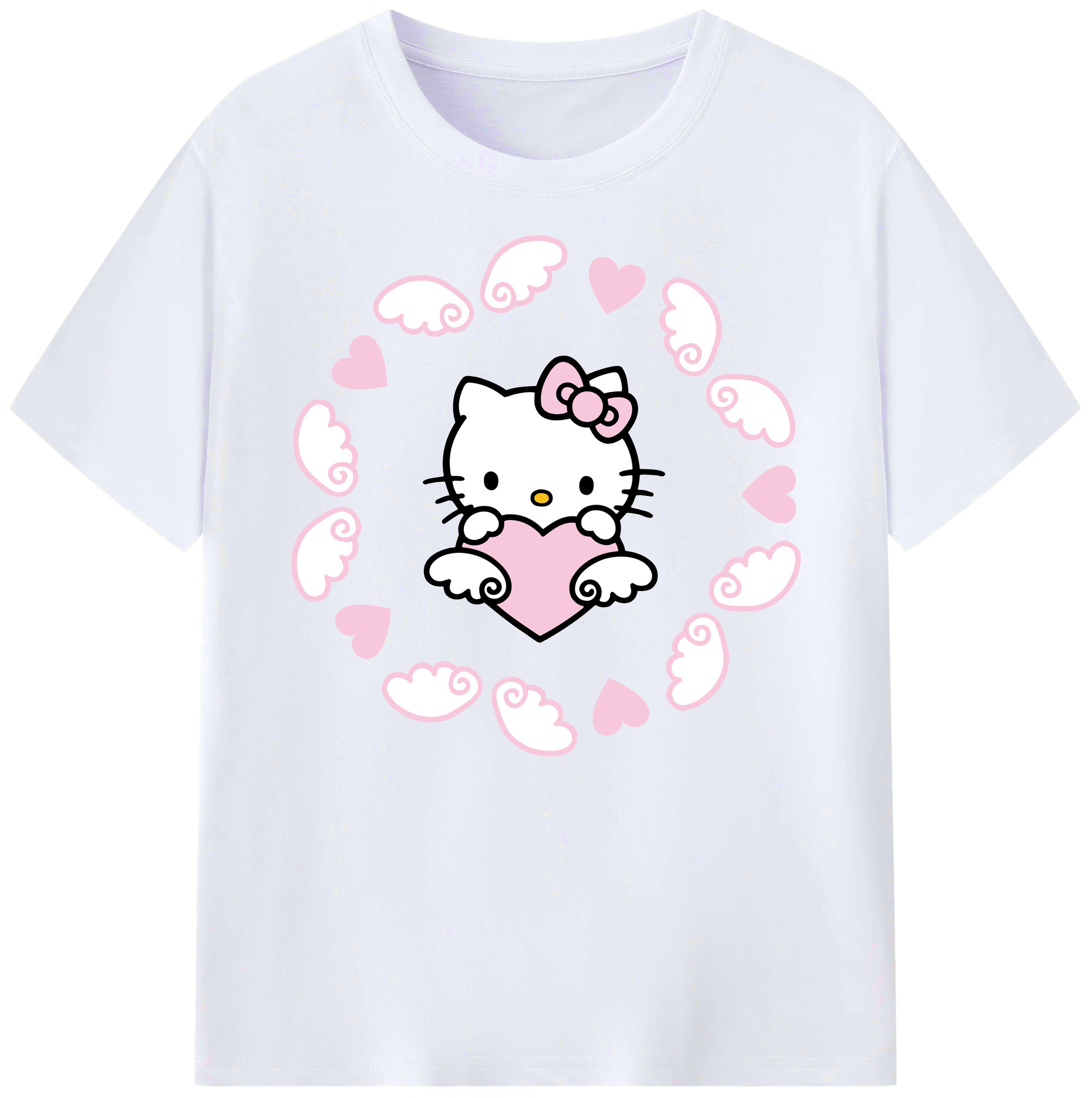 （画像用） Hello Kitty ハローキティ 綿100％ メンズ半袖Tシャツ｜肌触りやわらか＆通気性