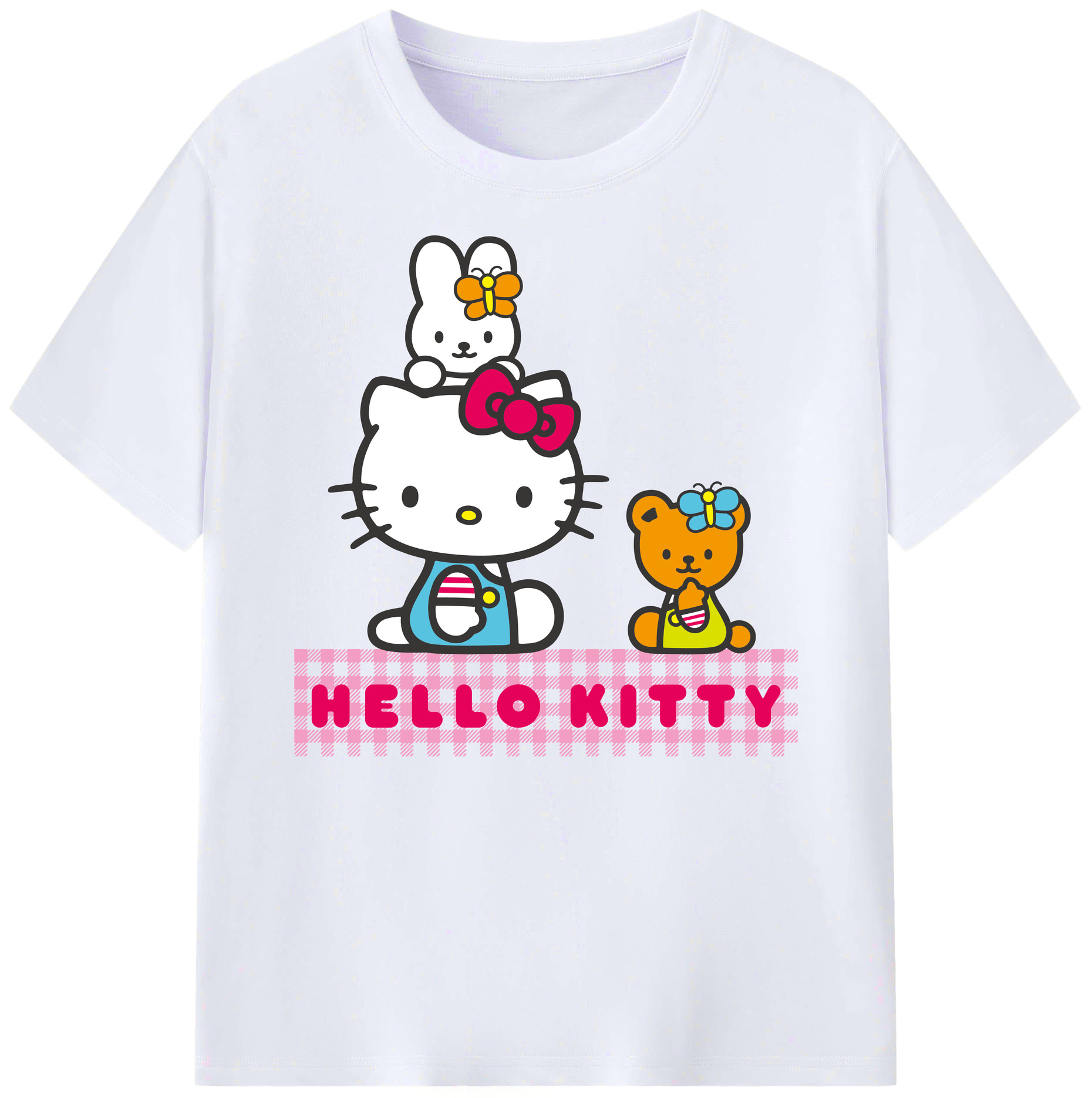 （画像用） Hello Kitty ハローキティ 綿100％ メンズ半袖Tシャツ｜肌触りやわらか＆通気性