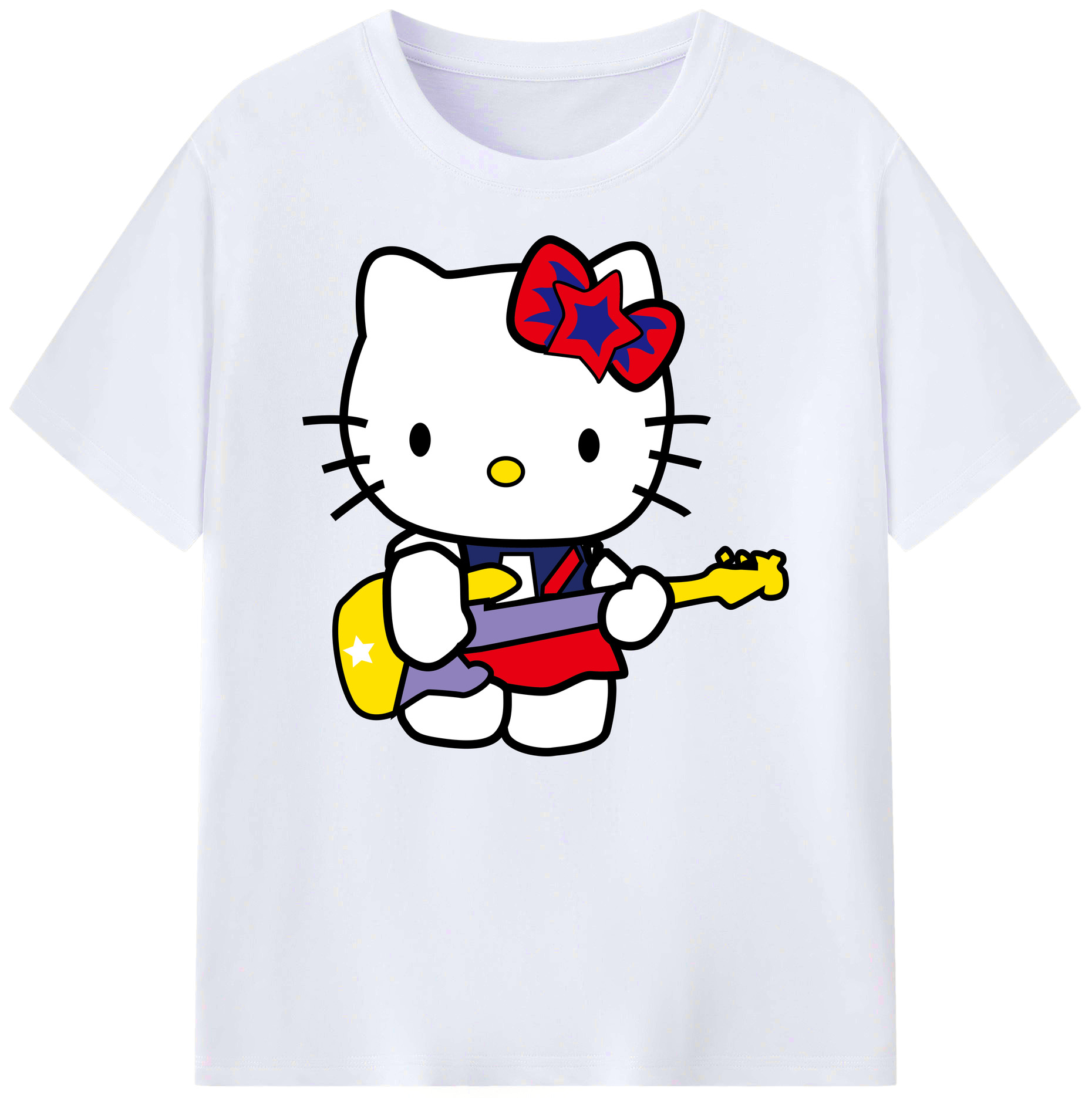 （画像用） Hello Kitty ハローキティ 綿100％ メンズ半袖Tシャツ｜肌触りやわらか＆通気性