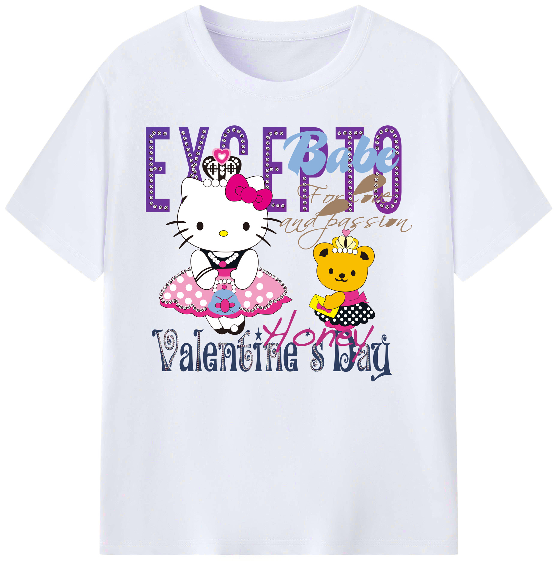（画像用） Hello Kitty ハローキティ 綿100％ メンズ半袖Tシャツ｜肌触りやわらか＆通気性