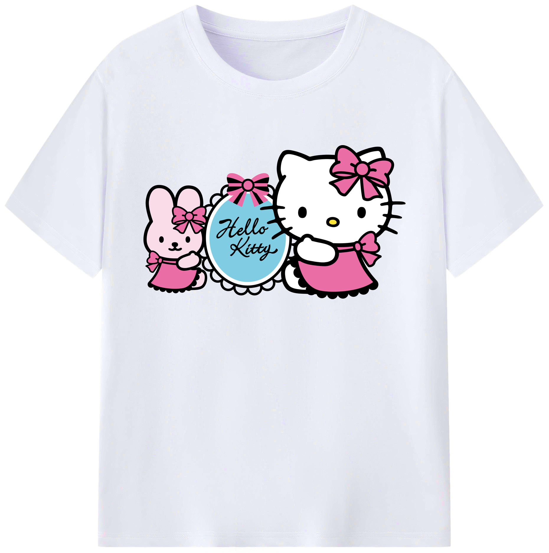 （画像用） Hello Kitty ハローキティ 綿100％ メンズ半袖Tシャツ｜肌触りやわらか＆通気性