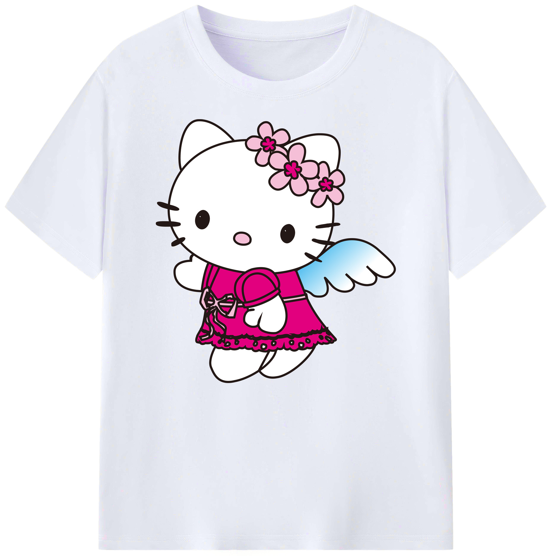 （画像用） Hello Kitty ハローキティ 綿100％ メンズ半袖Tシャツ｜肌触りやわらか＆通気性