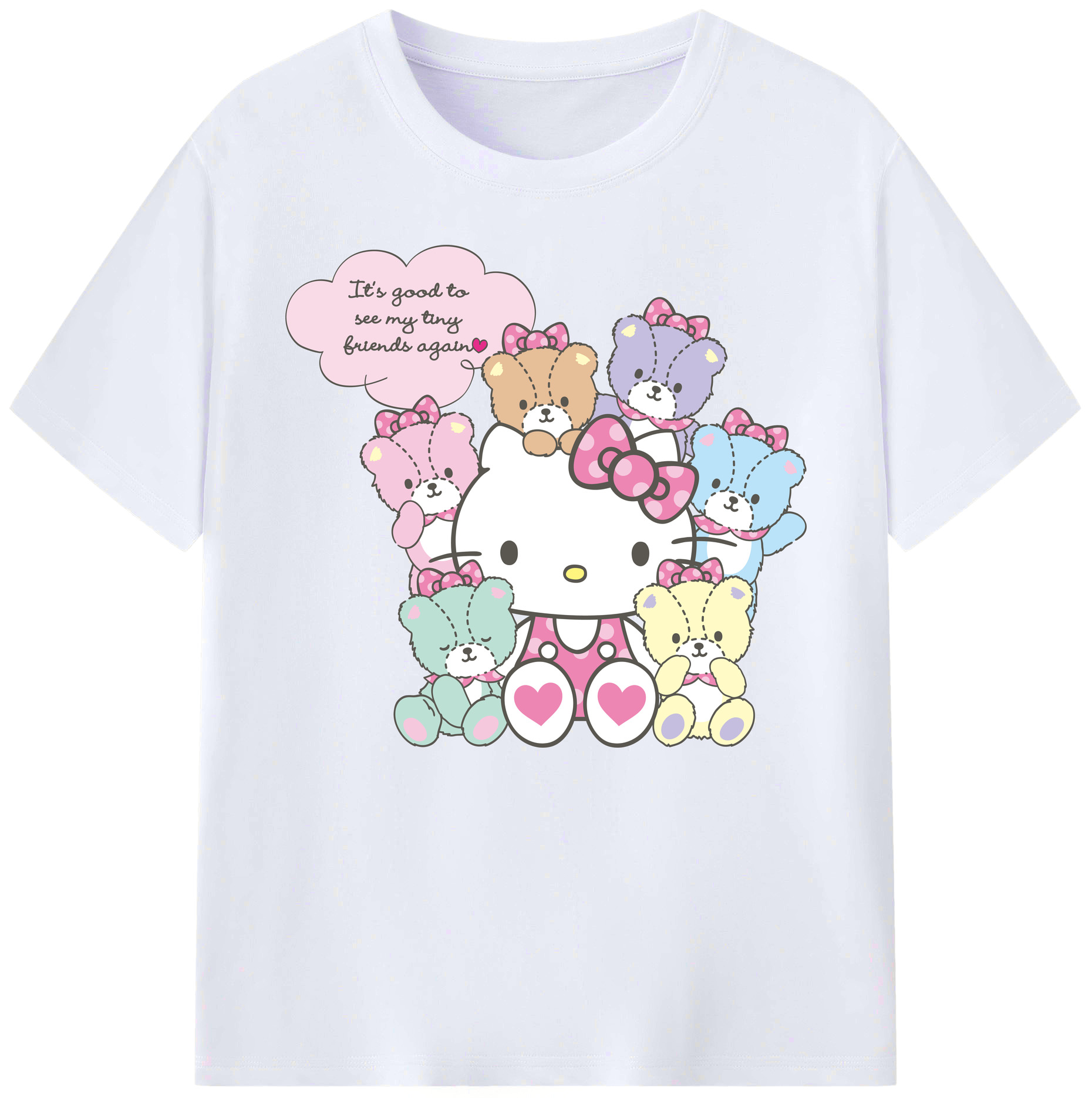 （画像用） Hello Kitty ハローキティ 綿100％ メンズ半袖Tシャツ｜肌触りやわらか＆通気性