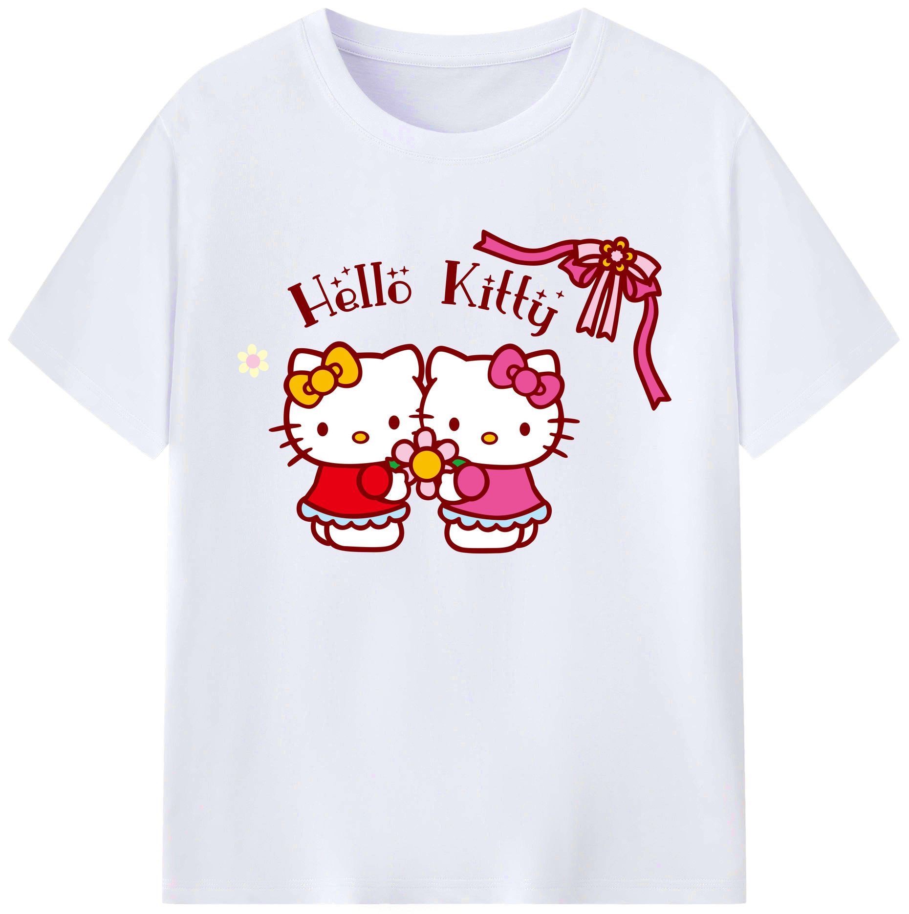 （画像用） Hello Kitty ハローキティ 綿100％ メンズ半袖Tシャツ｜肌触りやわらか＆通気性