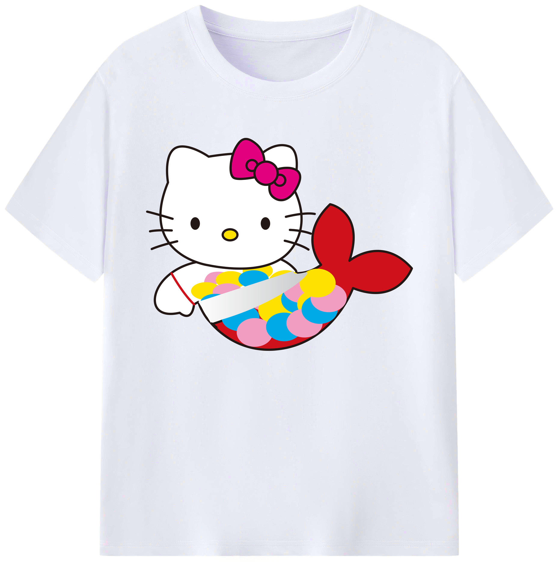 （画像用） Hello Kitty ハローキティ 綿100％ メンズ半袖Tシャツ｜肌触りやわらか＆通気性