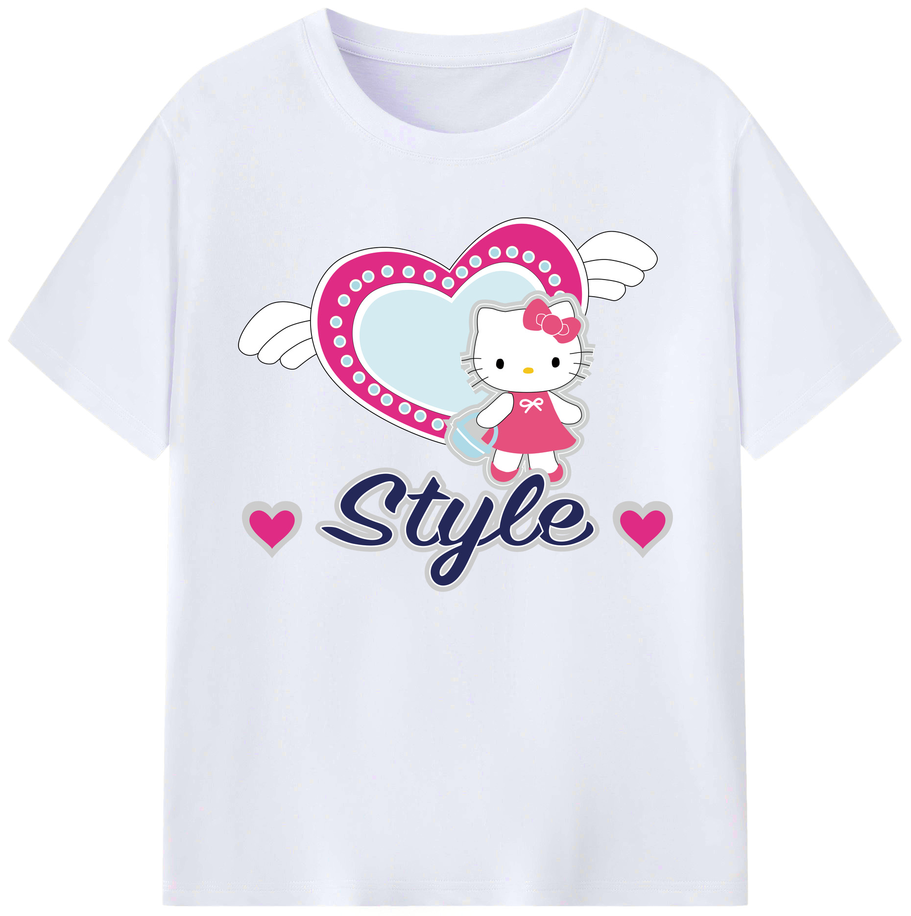 （画像用） Hello Kitty ハローキティ 綿100％ メンズ半袖Tシャツ｜肌触りやわらか＆通気性
