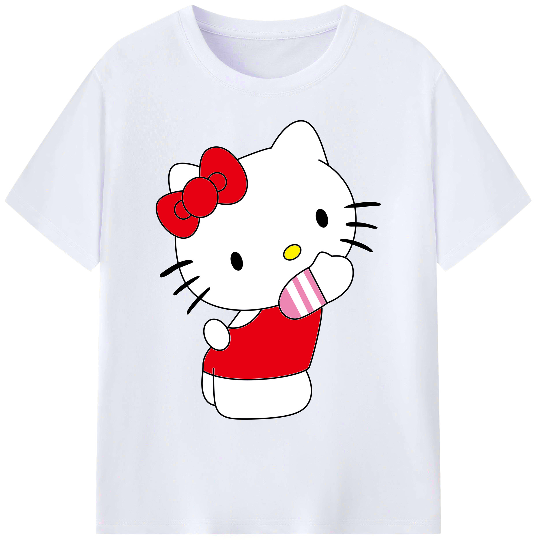（画像用） Hello Kitty ハローキティ 綿100％ メンズ半袖Tシャツ｜肌触りやわらか＆通気性
