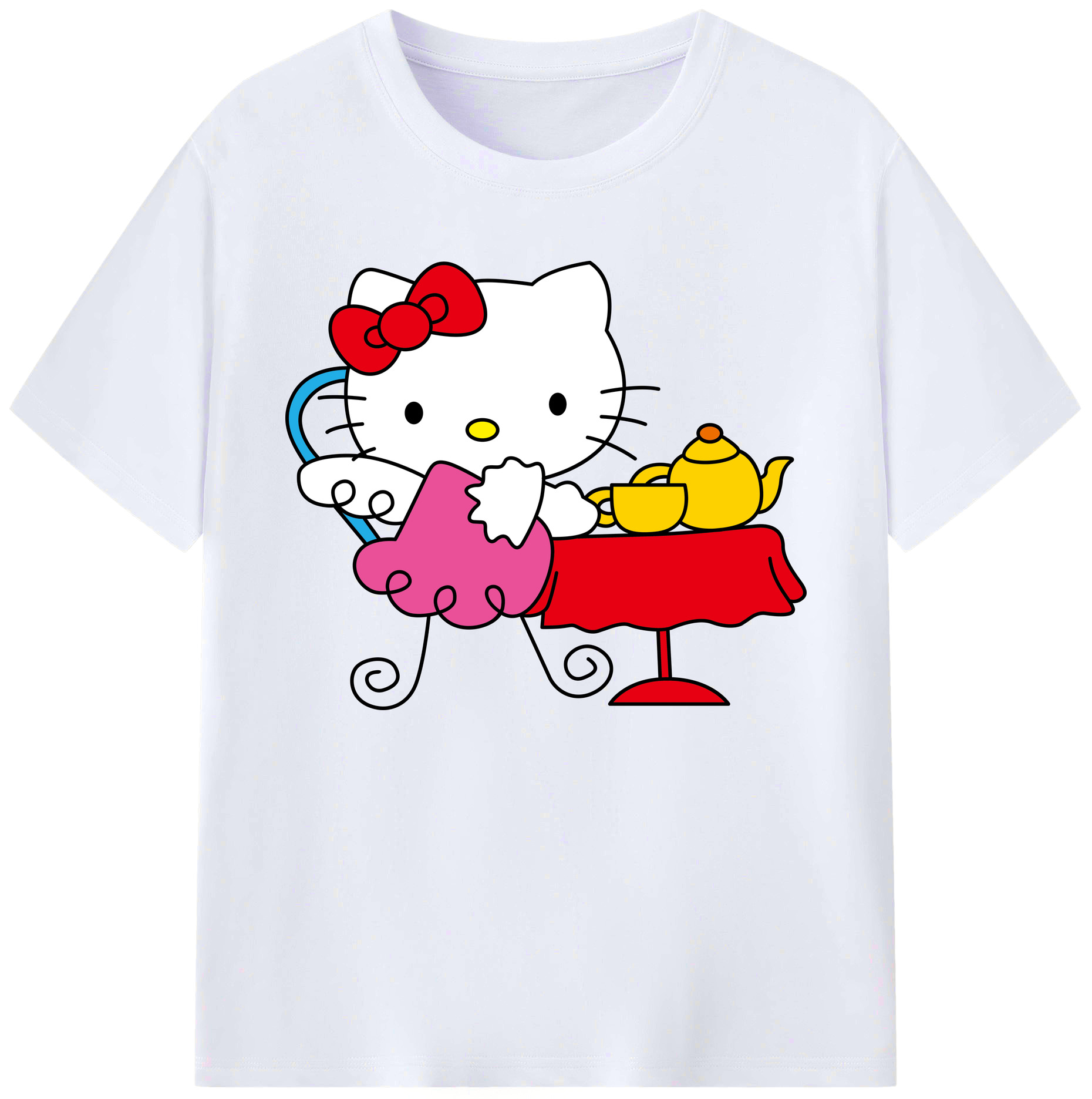 （画像用） Hello Kitty ハローキティ 綿100％ メンズ半袖Tシャツ｜肌触りやわらか＆通気性