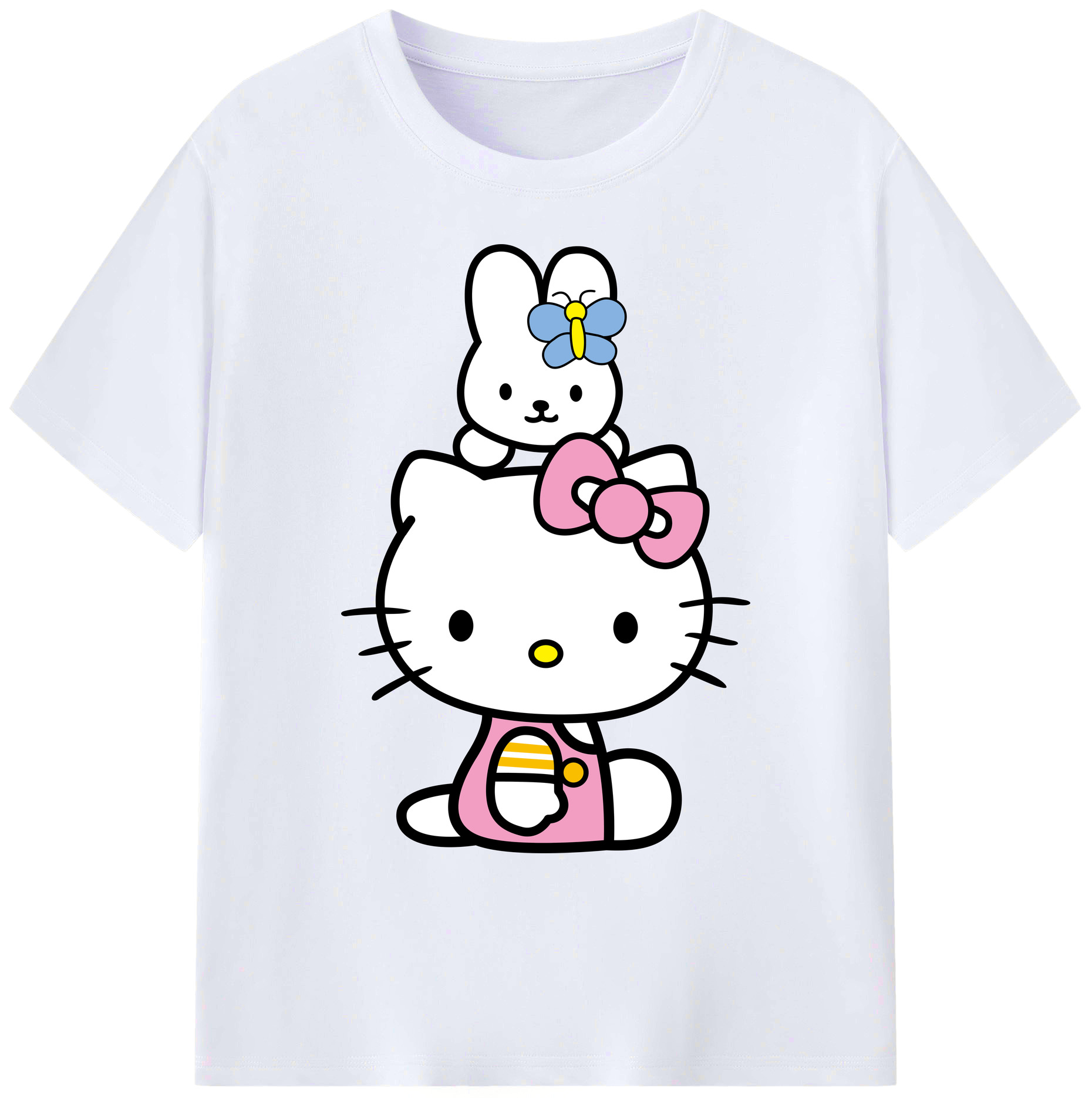 （画像用） Hello Kitty ハローキティ 綿100％ メンズ半袖Tシャツ｜肌触りやわらか＆通気性