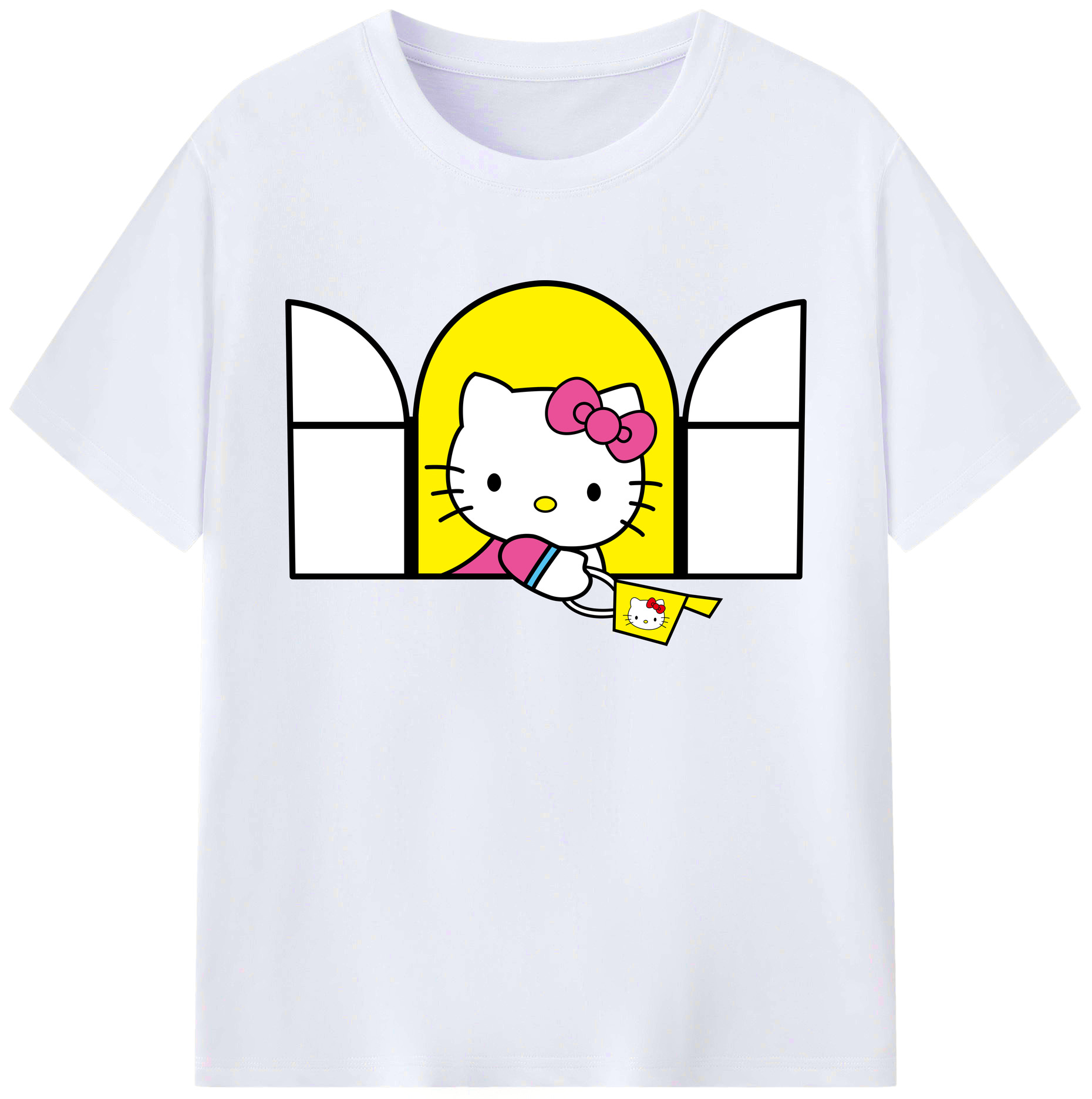 （画像用） Hello Kitty ハローキティ 綿100％ メンズ半袖Tシャツ｜肌触りやわらか＆通気性