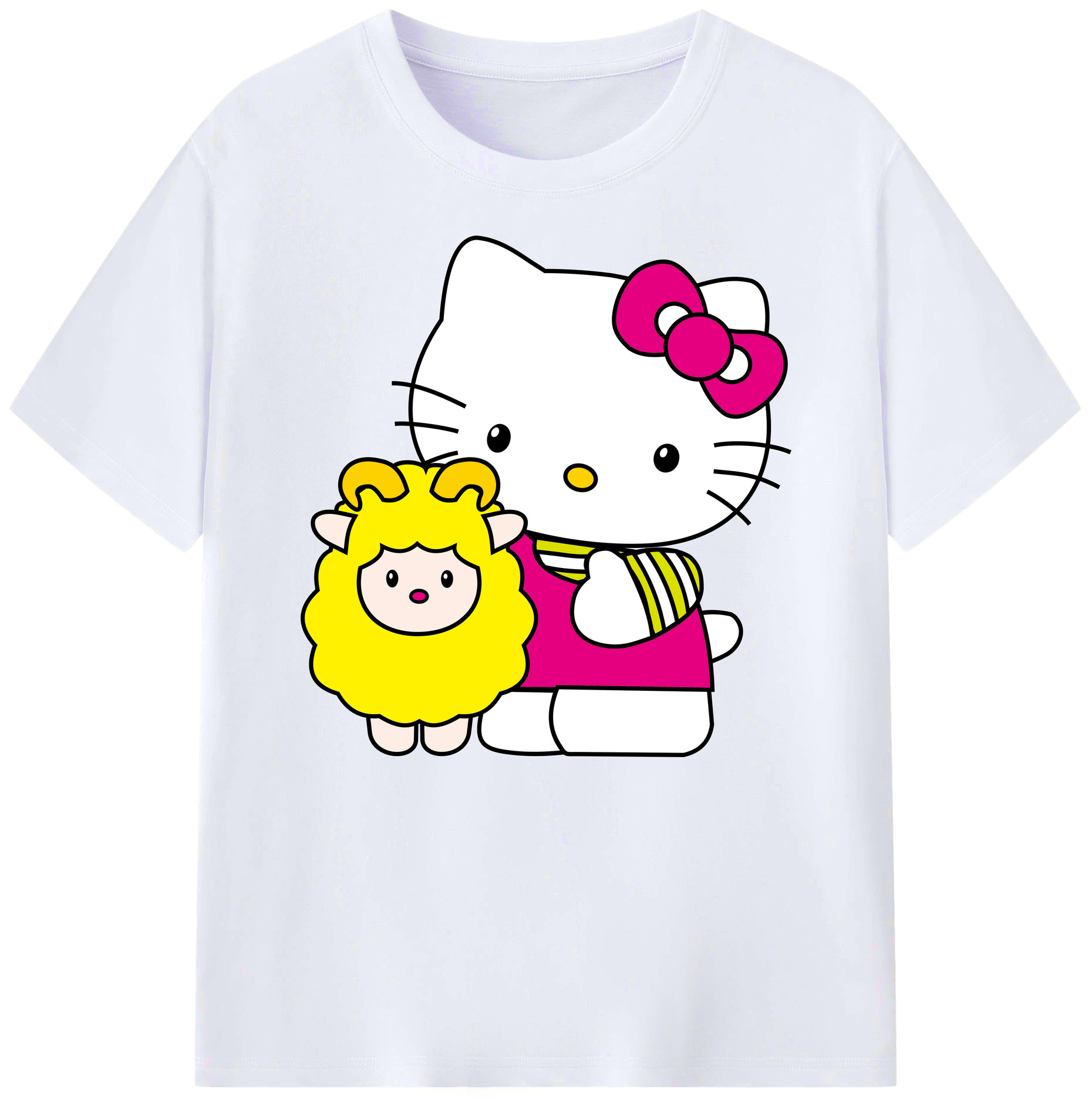 （画像用） Hello Kitty ハローキティ 綿100％ メンズ半袖Tシャツ｜肌触りやわらか＆通気性
