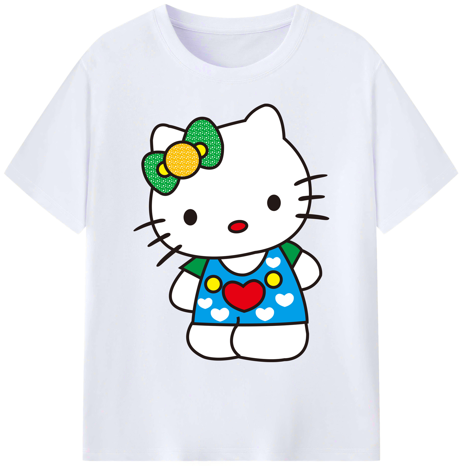 （画像用） Hello Kitty ハローキティ 綿100％ メンズ半袖Tシャツ｜肌触りやわらか＆通気性