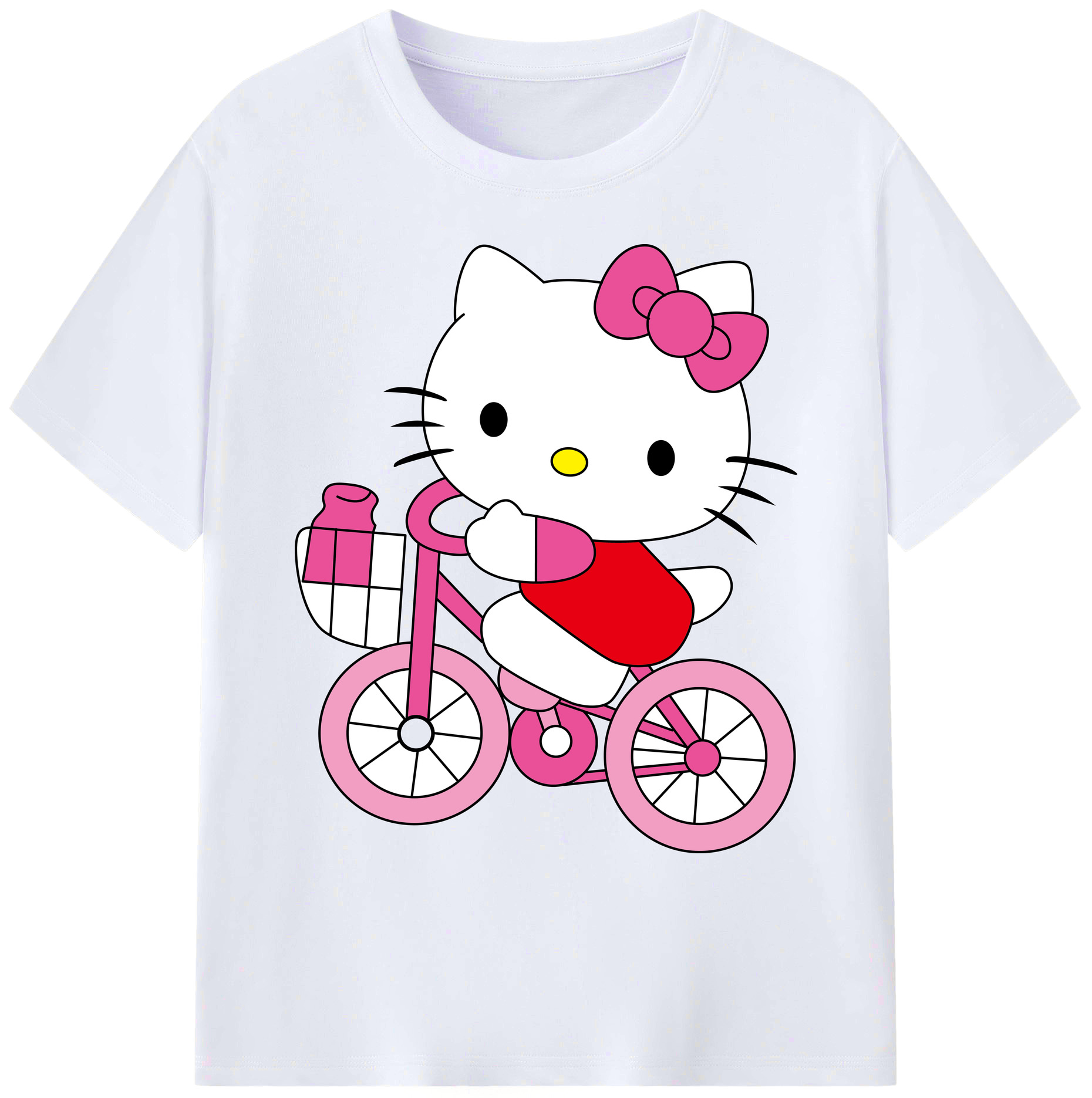（画像用） Hello Kitty ハローキティ 綿100％ メンズ半袖Tシャツ｜肌触りやわらか＆通気性