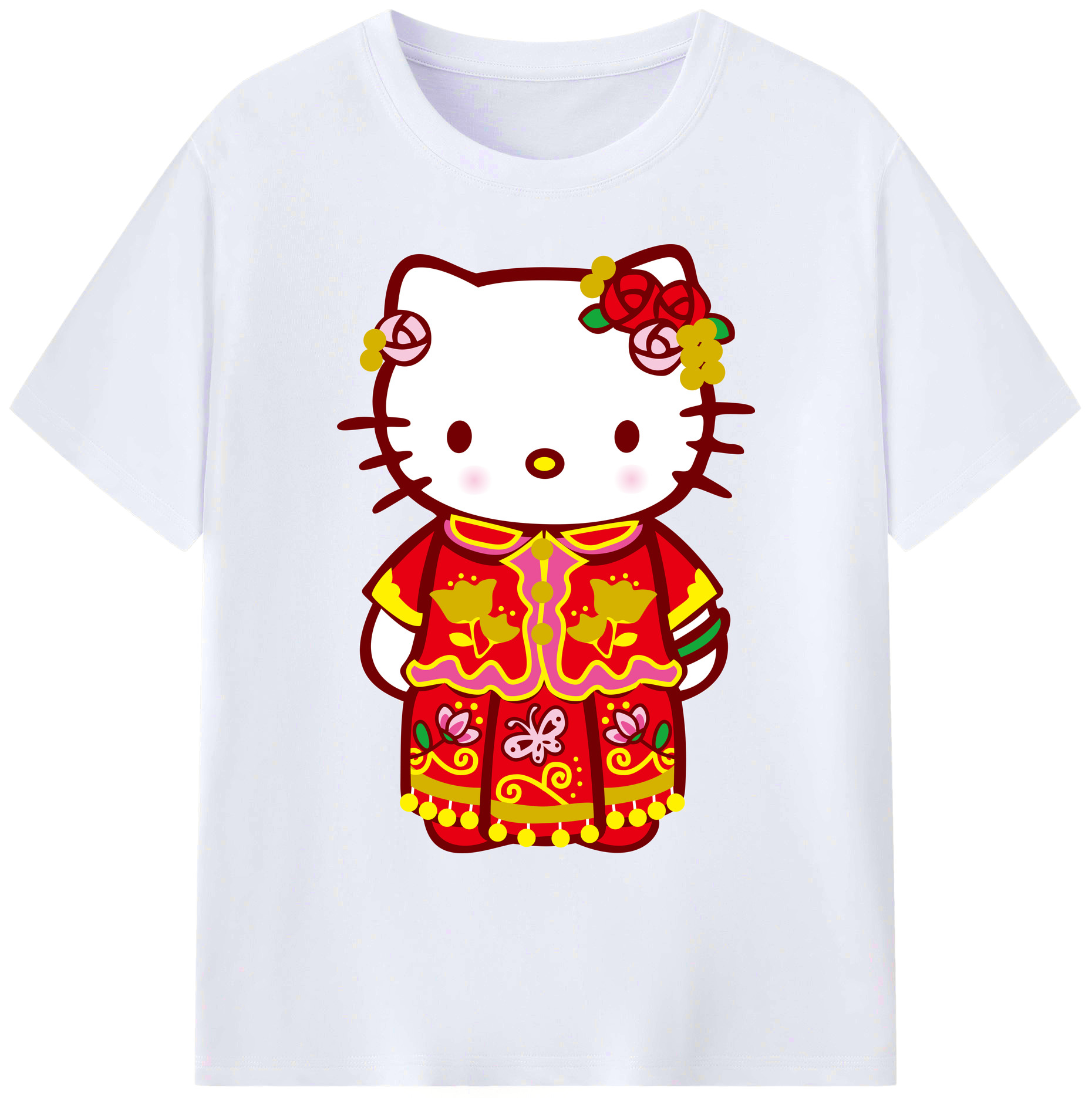 （画像用） Hello Kitty ハローキティ 綿100％ メンズ半袖Tシャツ｜肌触りやわらか＆通気性