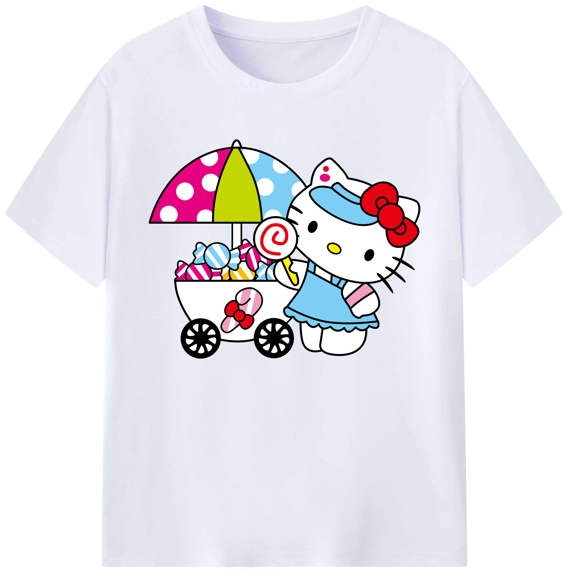 （画像用） Hello Kitty ハローキティ 綿100％ メンズ半袖Tシャツ｜肌触りやわらか＆通気性