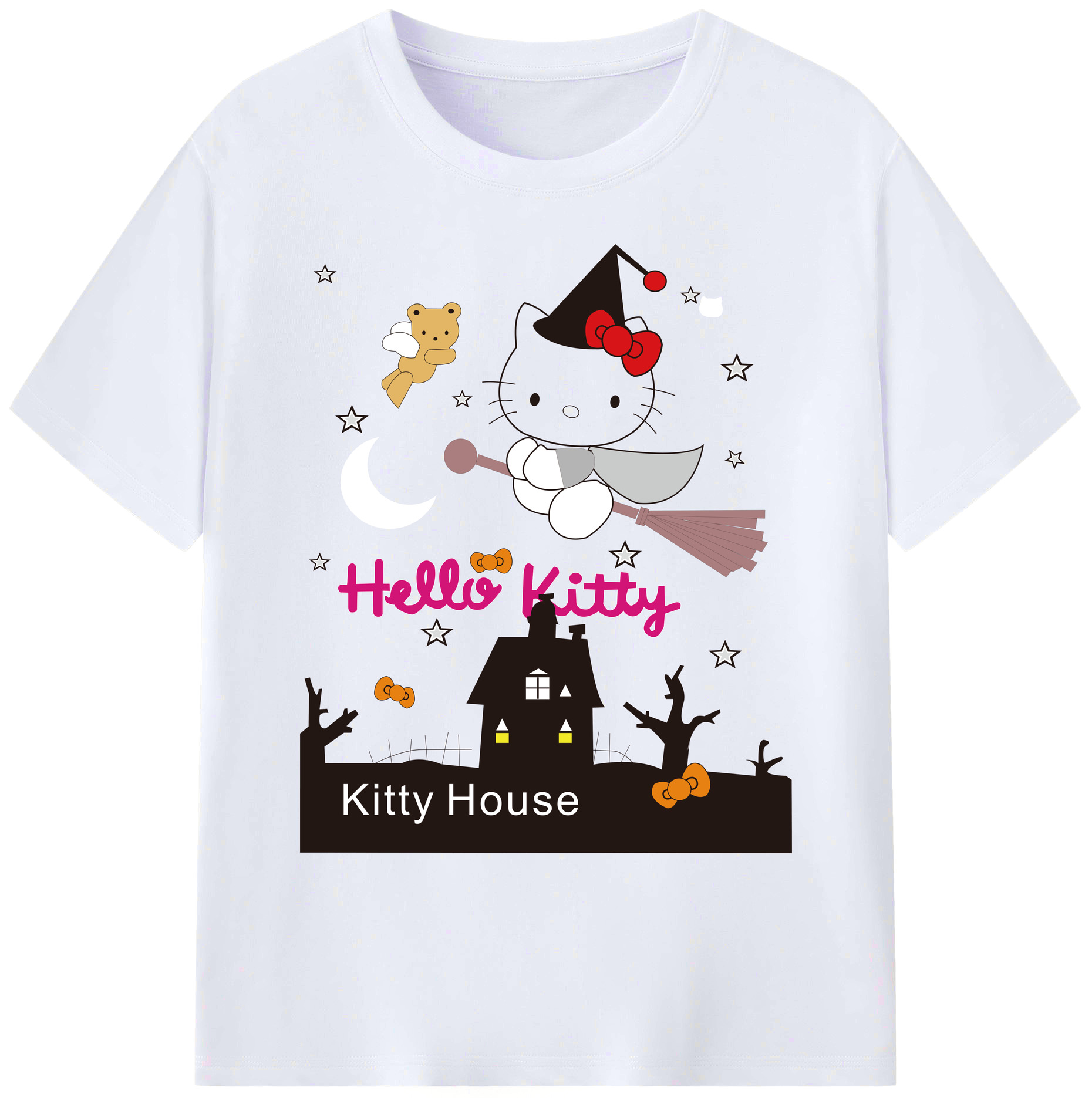 （画像用） Hello Kitty ハローキティ 綿100％ メンズ半袖Tシャツ｜肌触りやわらか＆通気性
