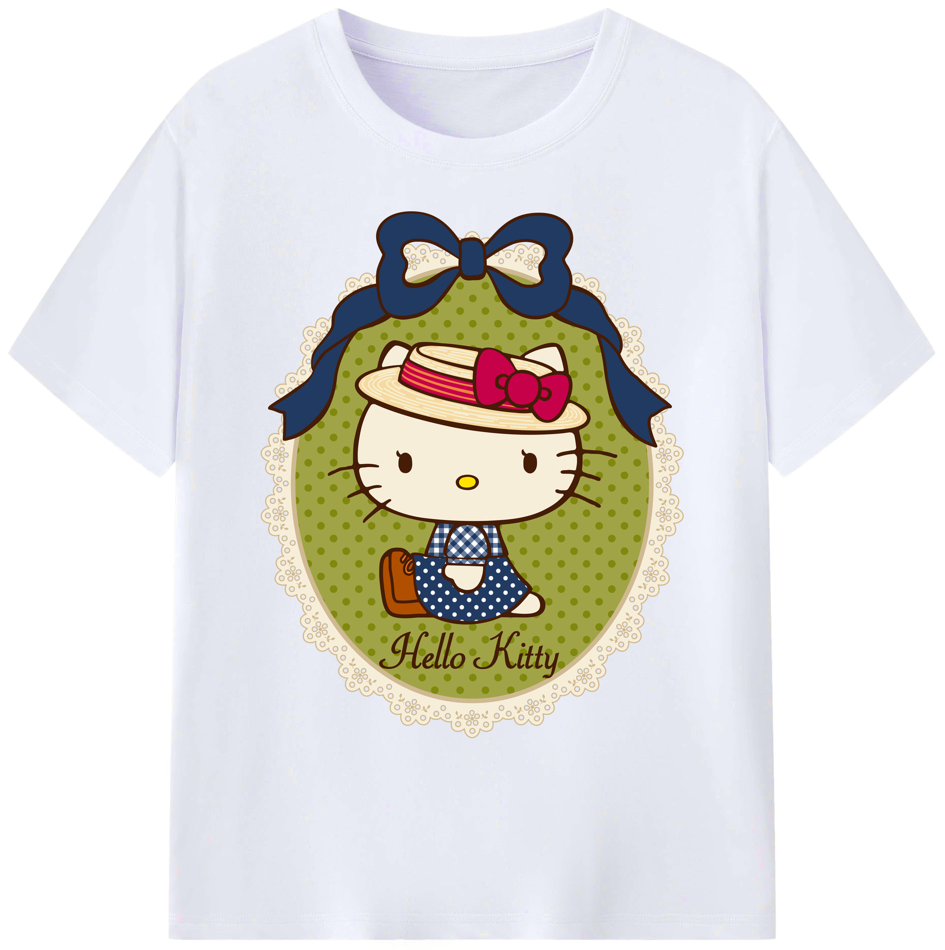 （画像用） Hello Kitty ハローキティ 綿100％ メンズ半袖Tシャツ｜肌触りやわらか＆通気性
