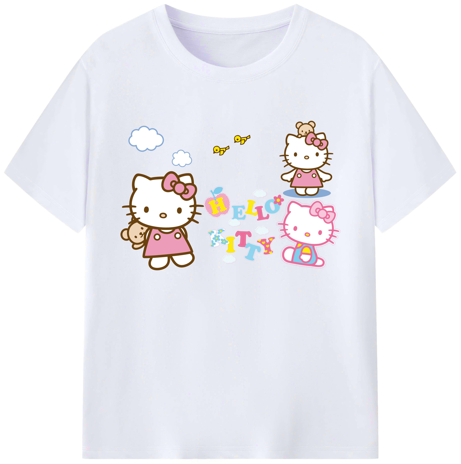 （画像用） Hello Kitty ハローキティ 綿100％ メンズ半袖Tシャツ｜肌触りやわらか＆通気性