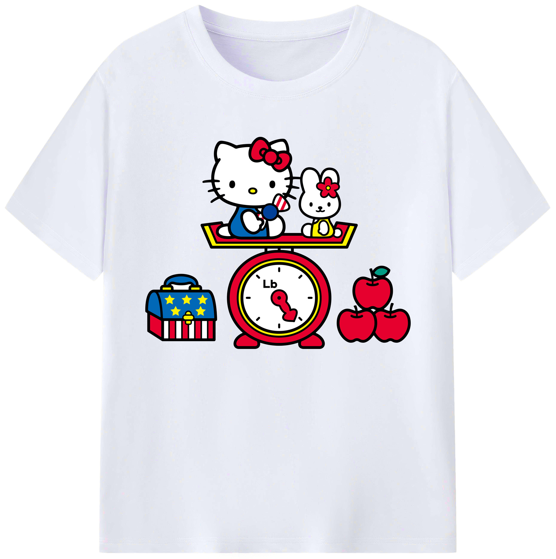 （画像用） Hello Kitty ハローキティ 綿100％ メンズ半袖Tシャツ｜肌触りやわらか＆通気性