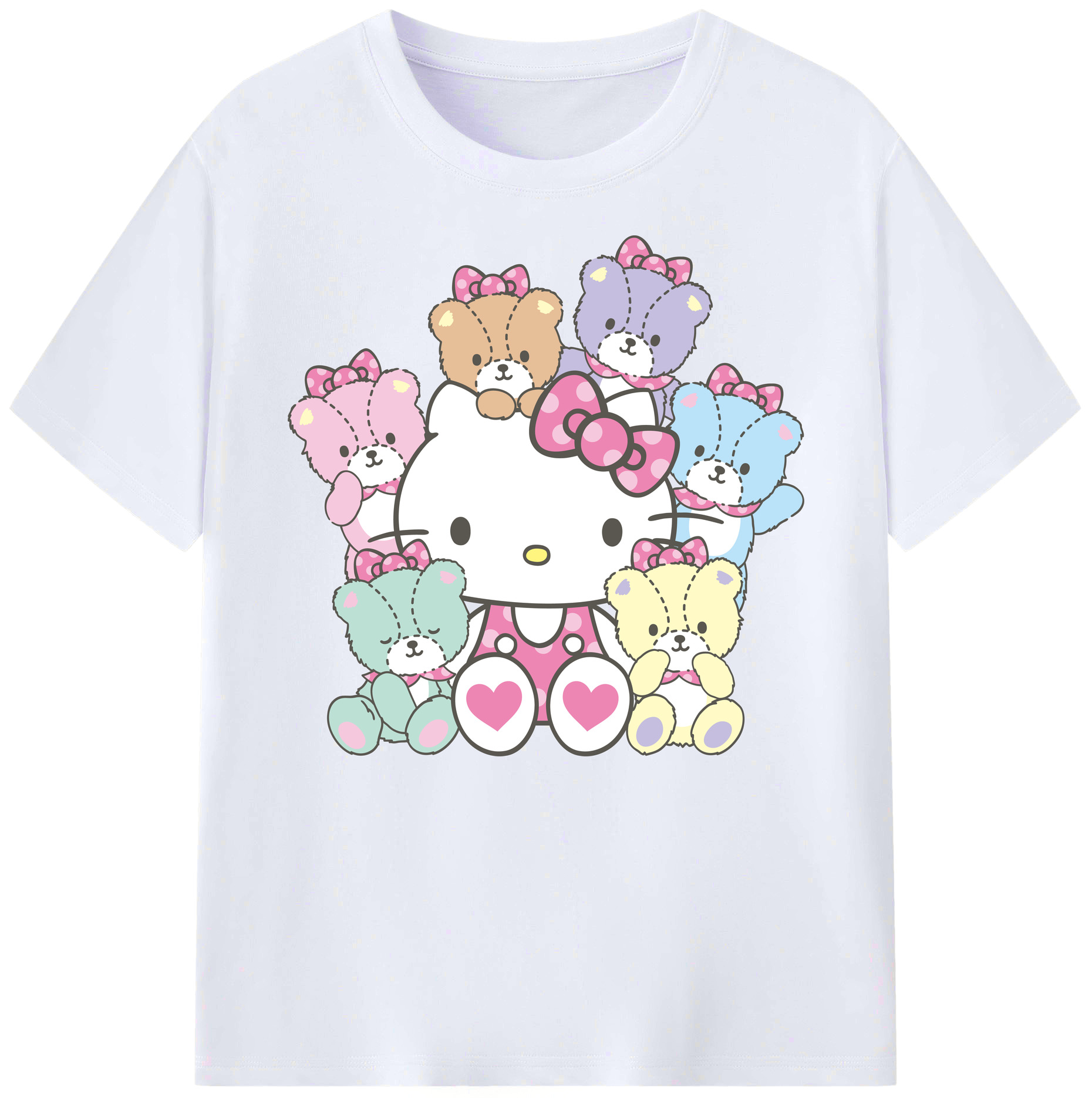 （画像用） Hello Kitty ハローキティ 綿100％ メンズ半袖Tシャツ｜肌触りやわらか＆通気性