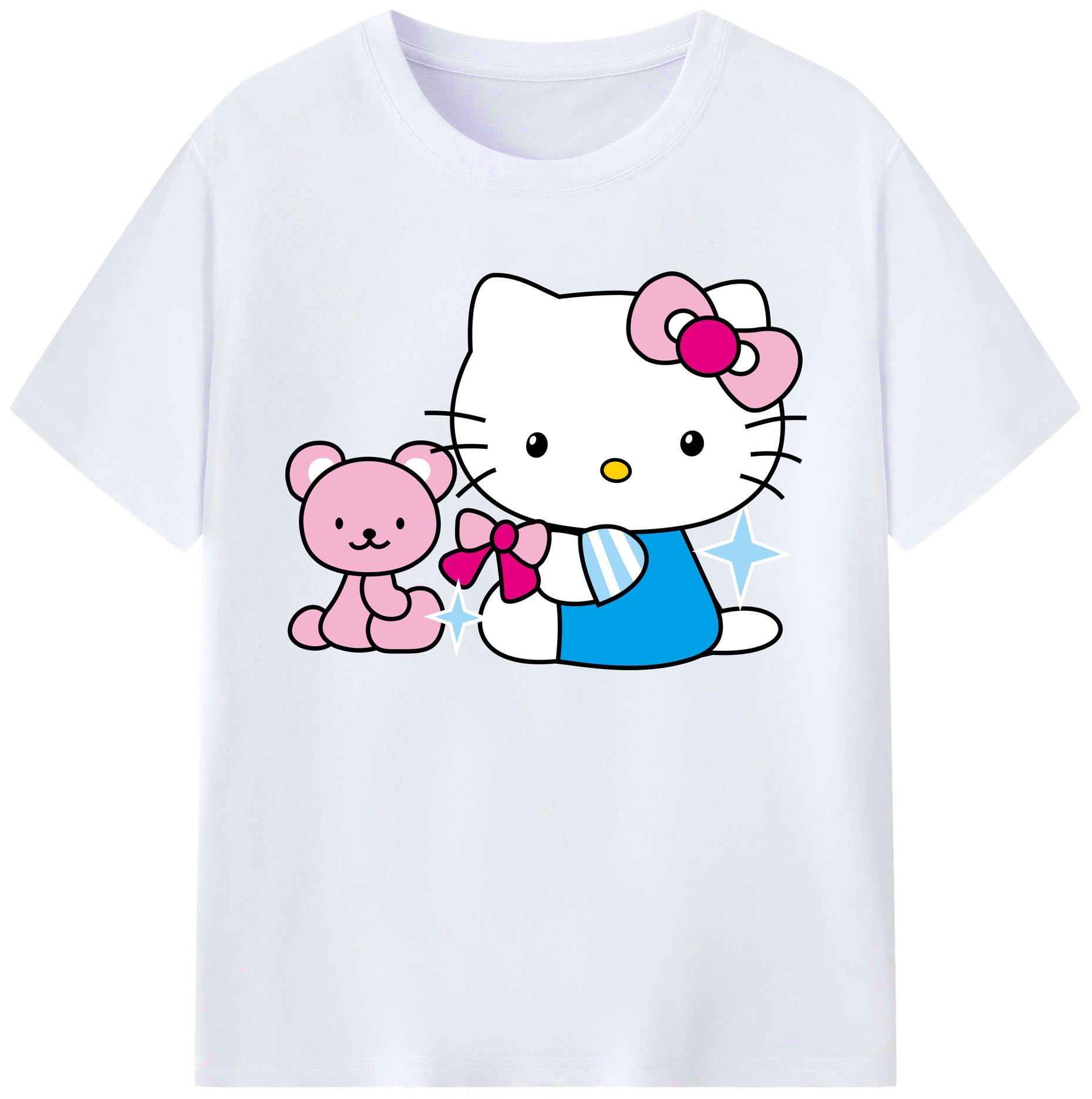 （画像用） Hello Kitty ハローキティ 綿100％ メンズ半袖Tシャツ｜肌触りやわらか＆通気性