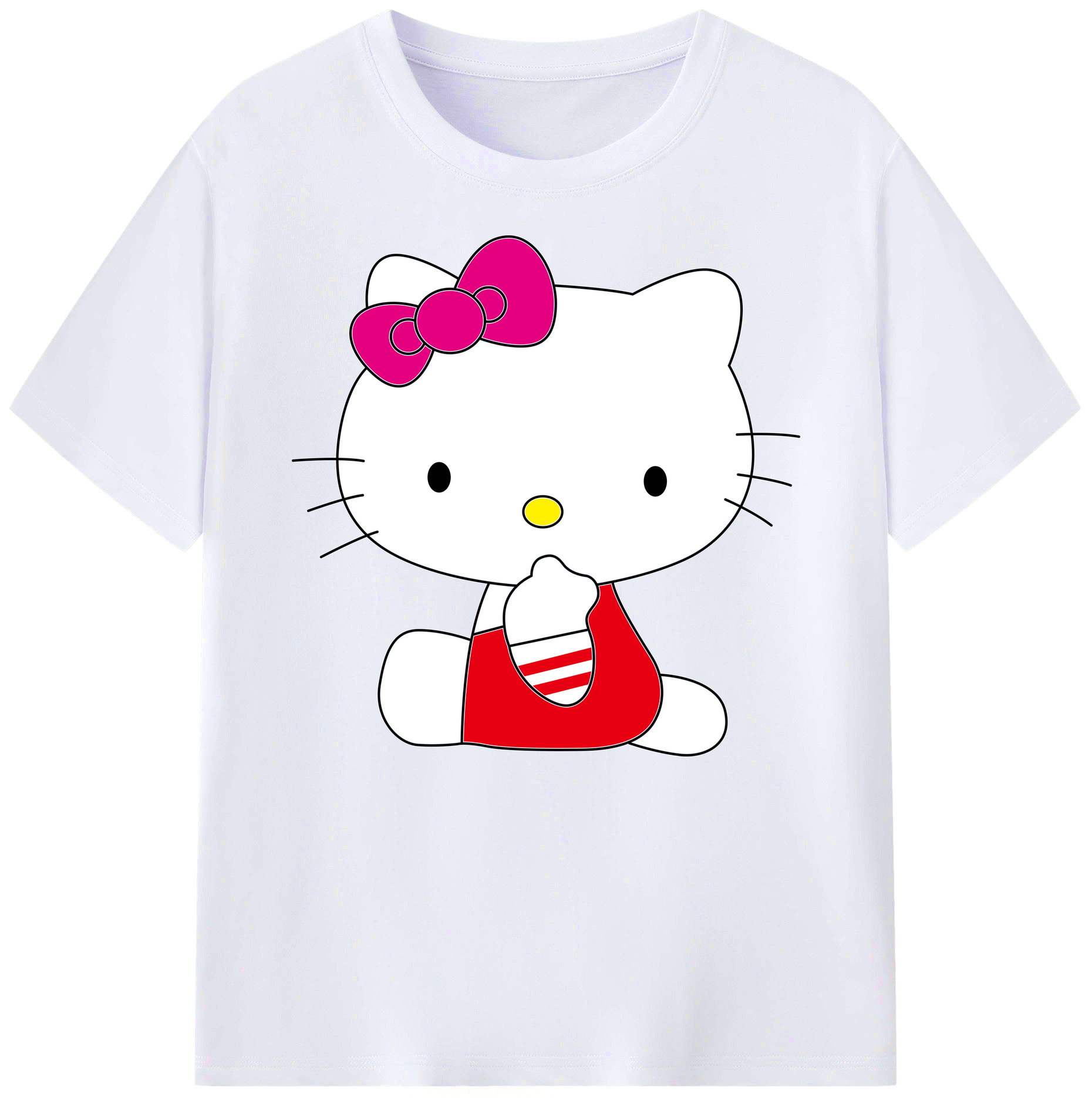 （画像用） Hello Kitty ハローキティ 綿100％ メンズ半袖Tシャツ｜肌触りやわらか＆通気性