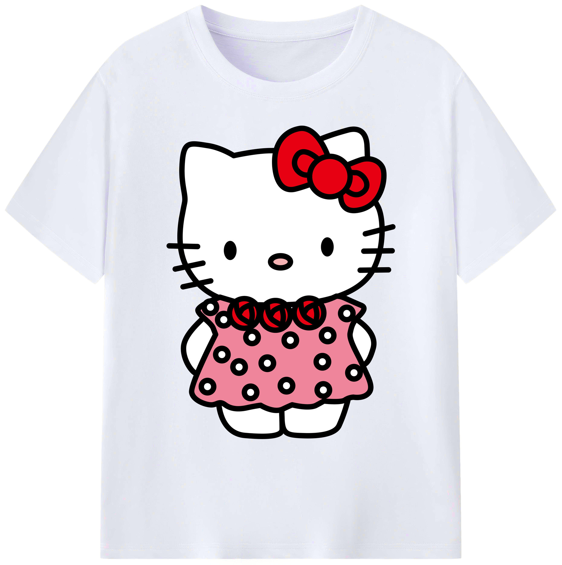 （画像用） Hello Kitty ハローキティ 綿100％ メンズ半袖Tシャツ｜肌触りやわらか＆通気性
