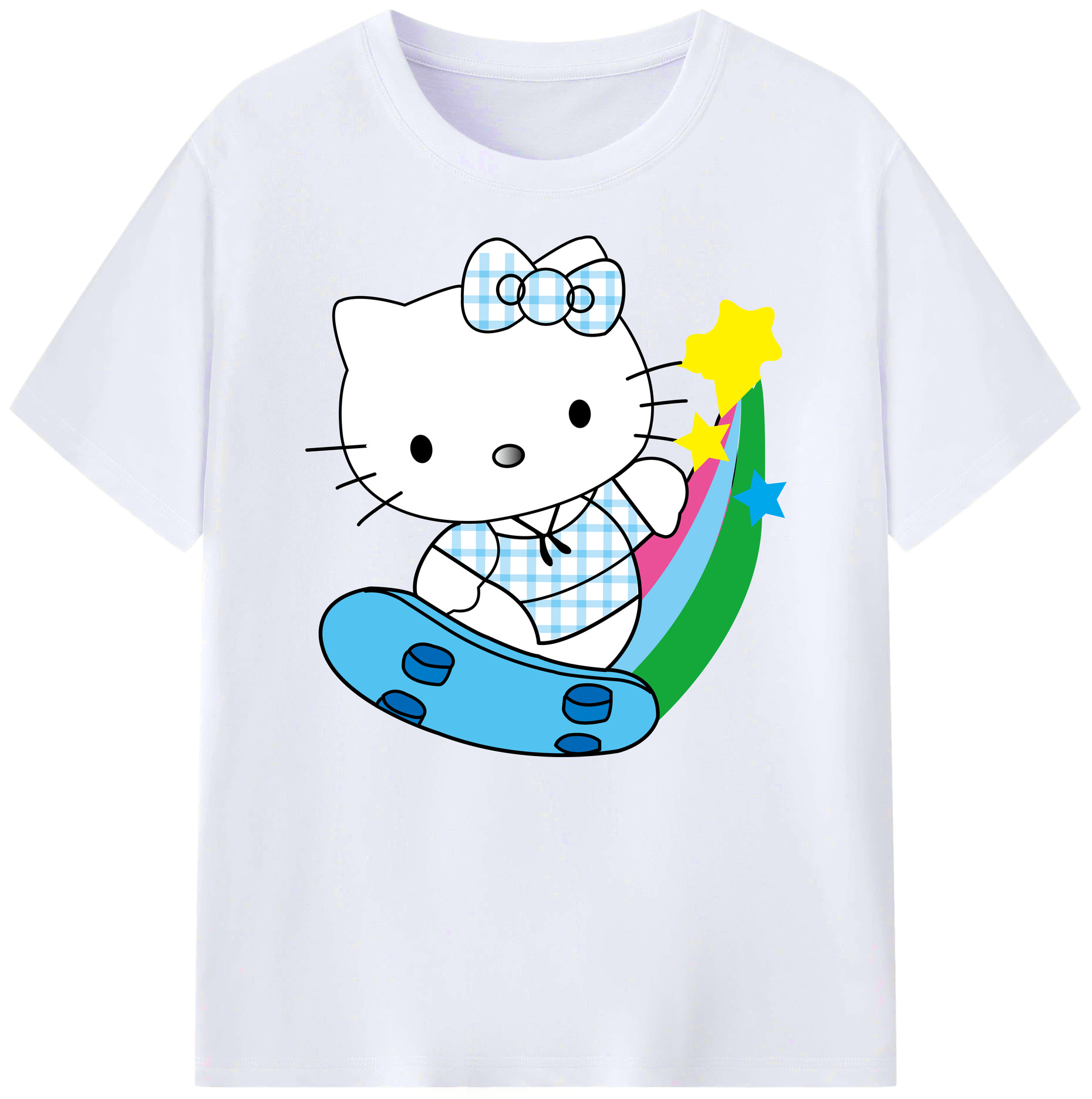 （画像用） Hello Kitty ハローキティ 綿100％ メンズ半袖Tシャツ｜肌触りやわらか＆通気性