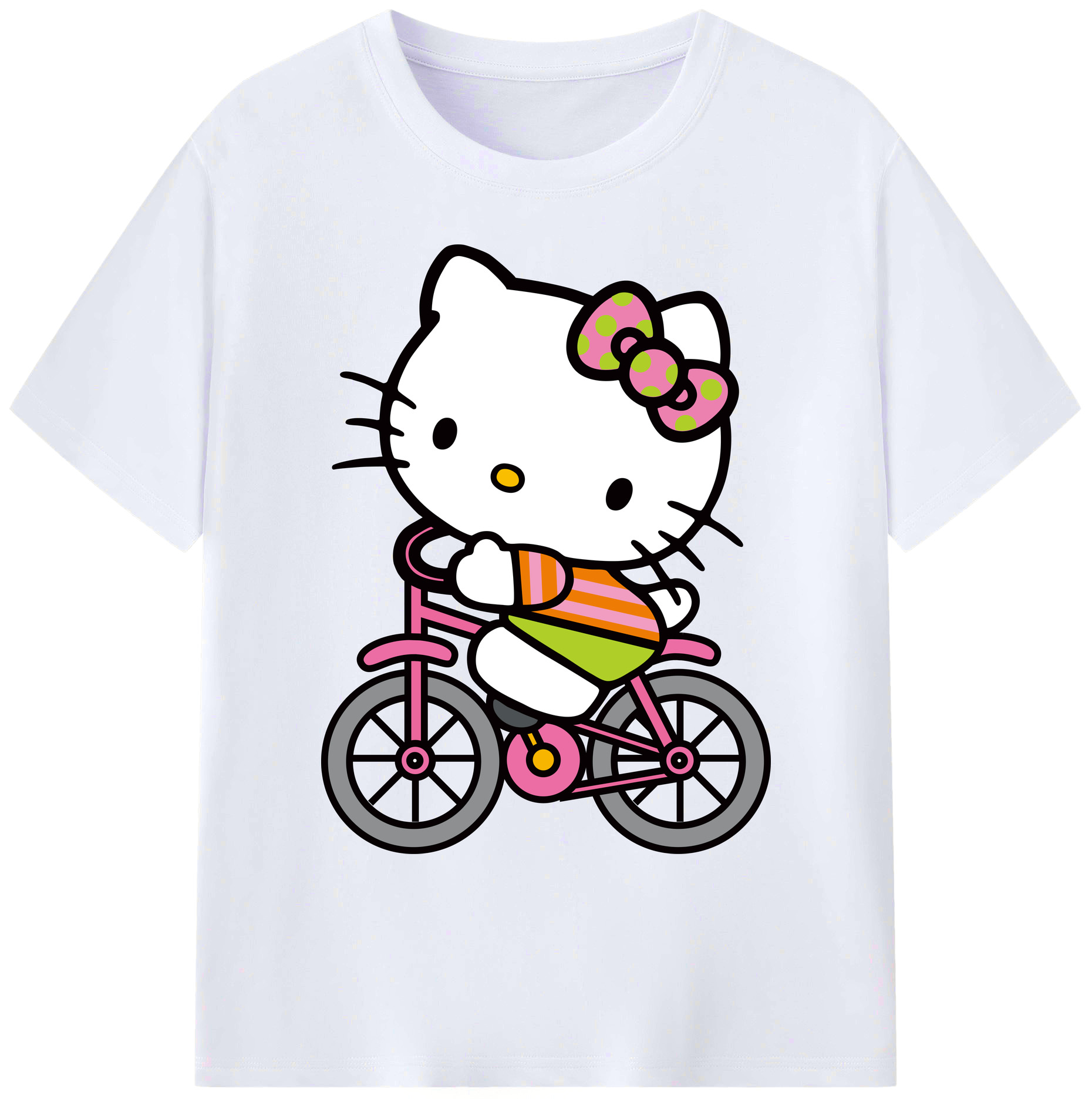 （画像用） Hello Kitty ハローキティ 綿100％ メンズ半袖Tシャツ｜肌触りやわらか＆通気性