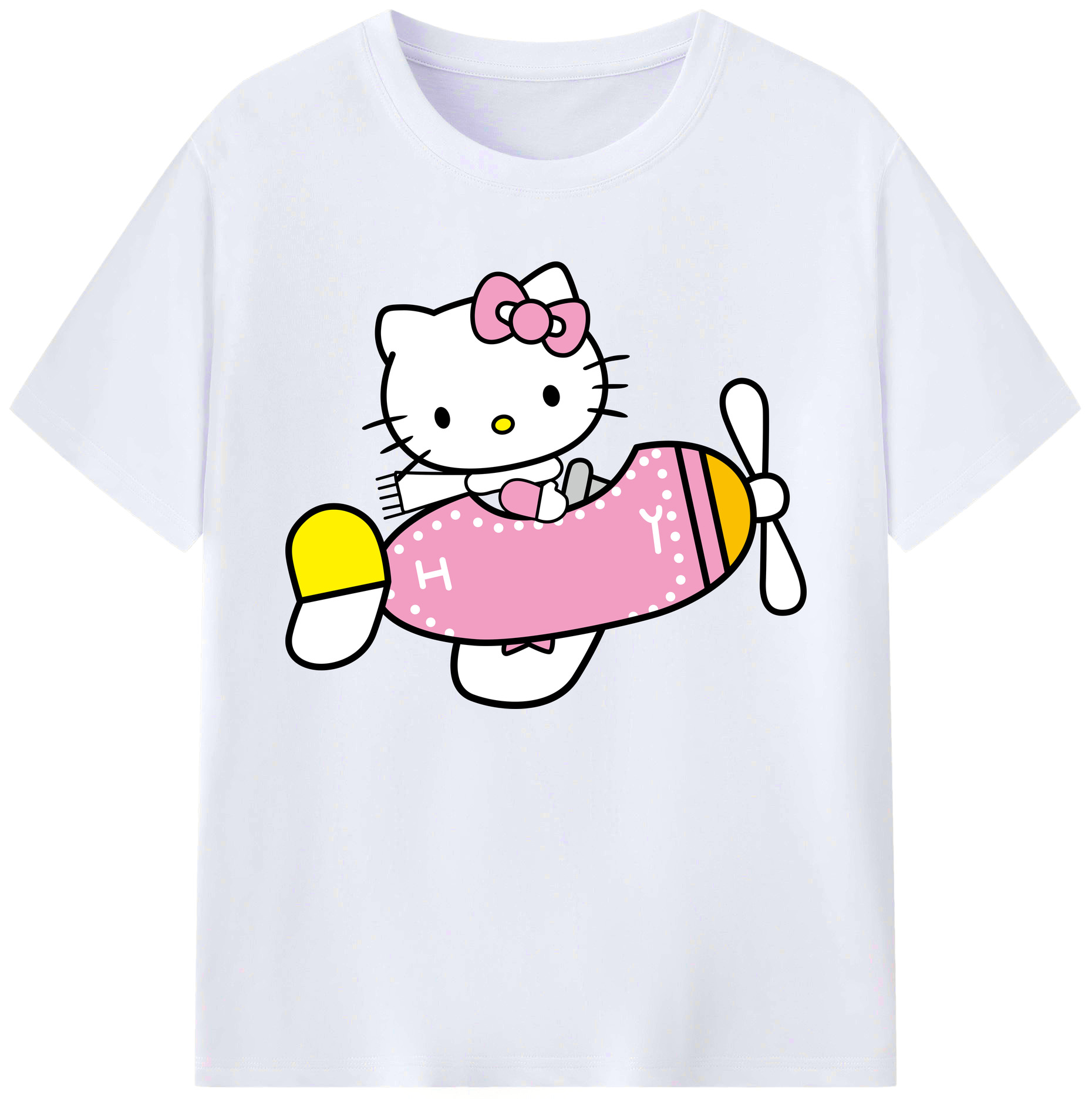 （画像用） Hello Kitty ハローキティ 綿100％ メンズ半袖Tシャツ｜肌触りやわらか＆通気性
