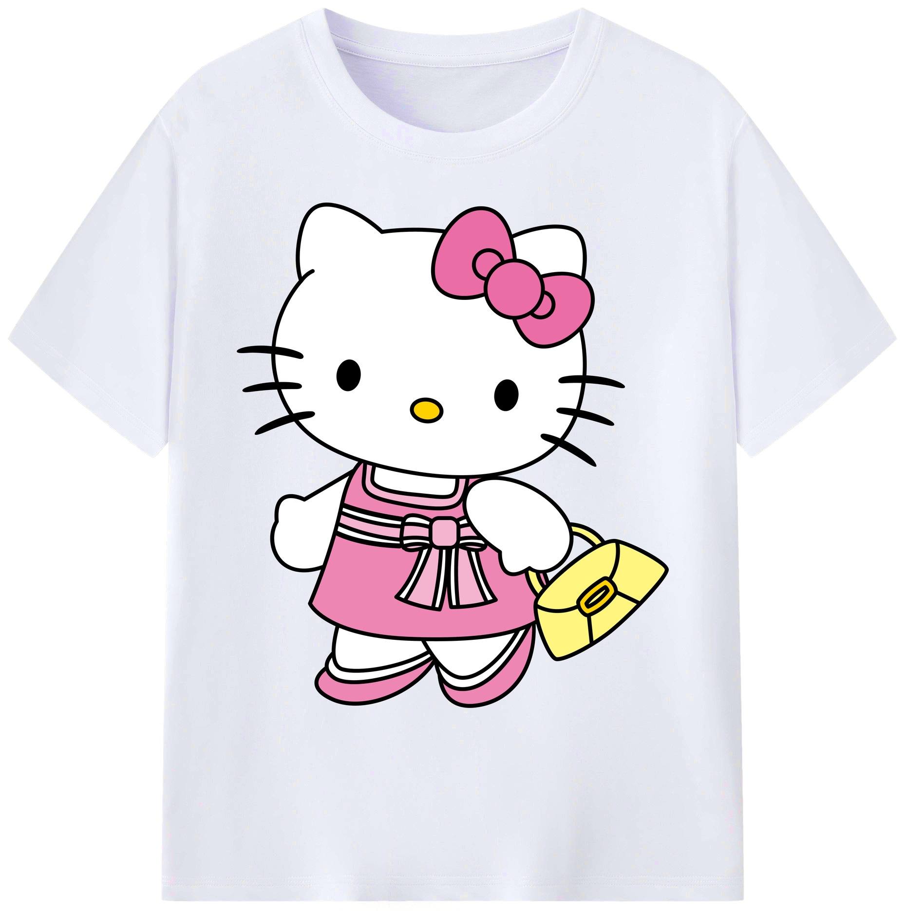 （画像用） Hello Kitty ハローキティ 綿100％ メンズ半袖Tシャツ｜肌触りやわらか＆通気性