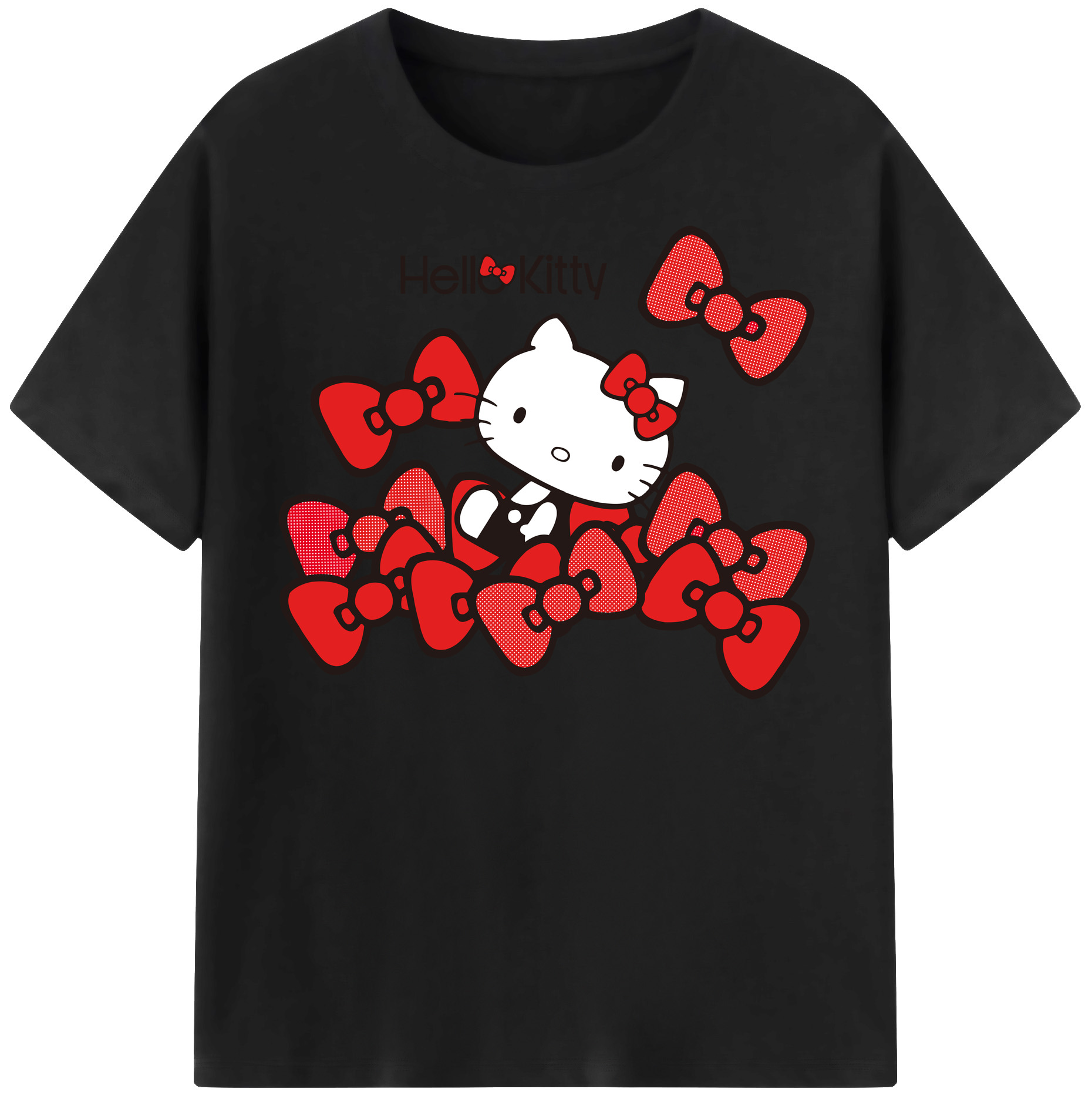 （画像用） Hello Kitty ハローキティ レディースカジュアルプリントTシャツ（綿100％）