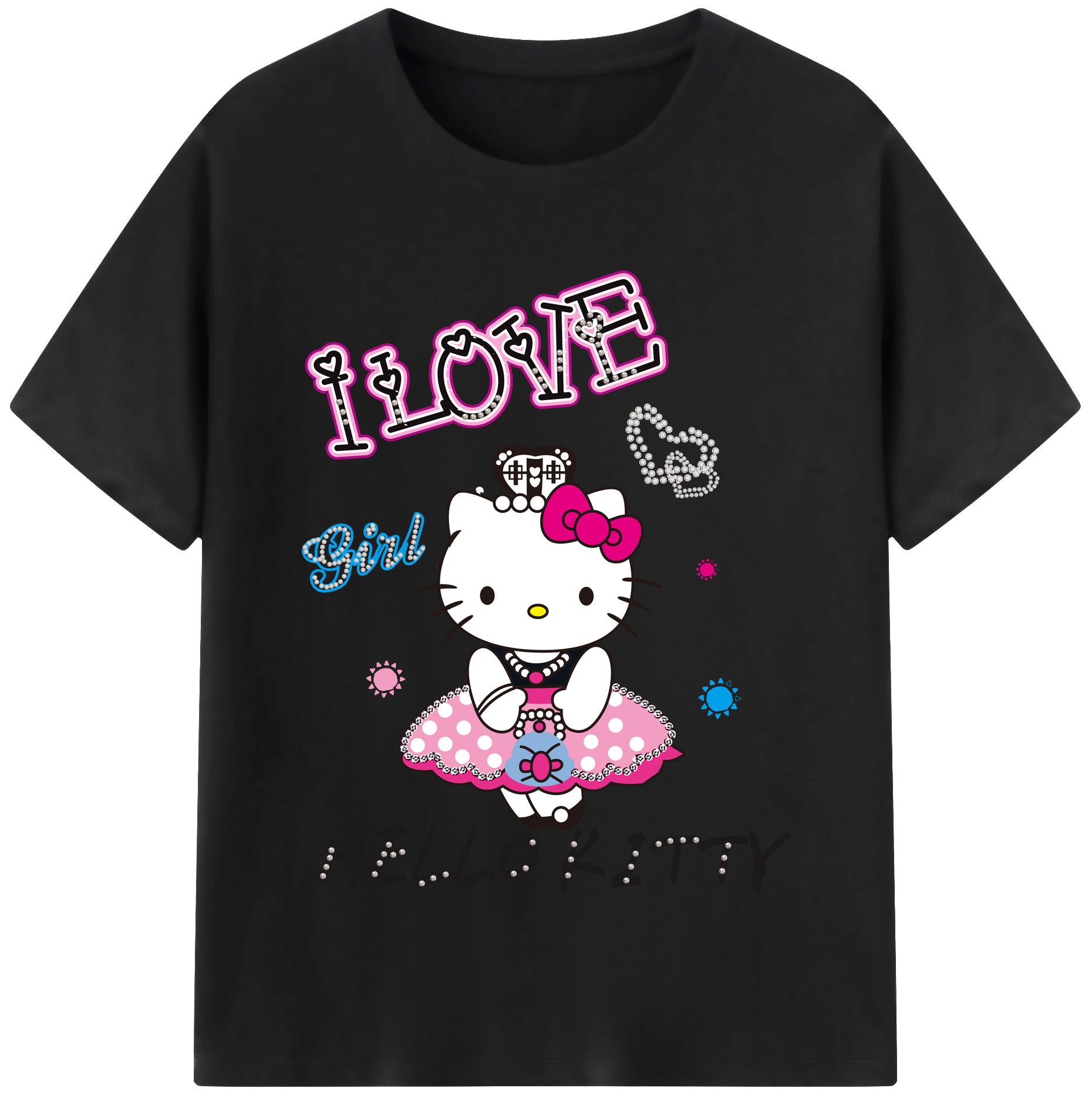 （画像用） Hello Kitty ハローキティ レディースカジュアルプリントTシャツ（綿100％）