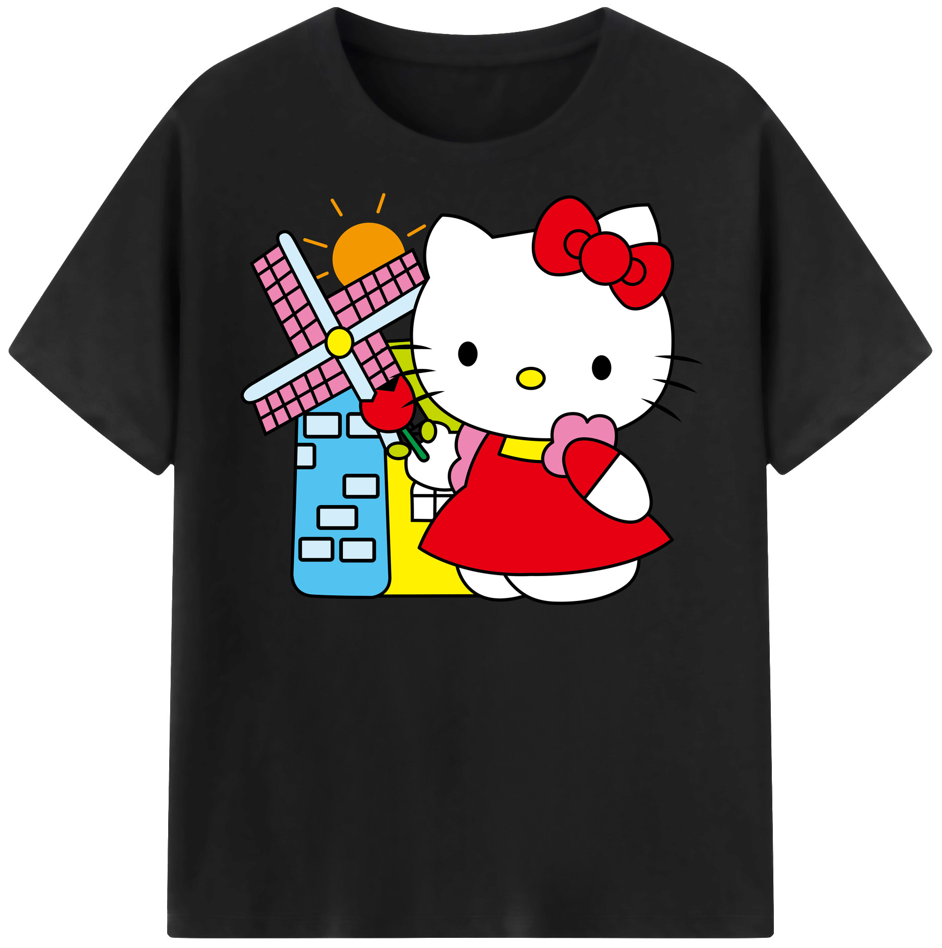 （画像用） Hello Kitty ハローキティ レディースカジュアルプリントTシャツ（綿100％）