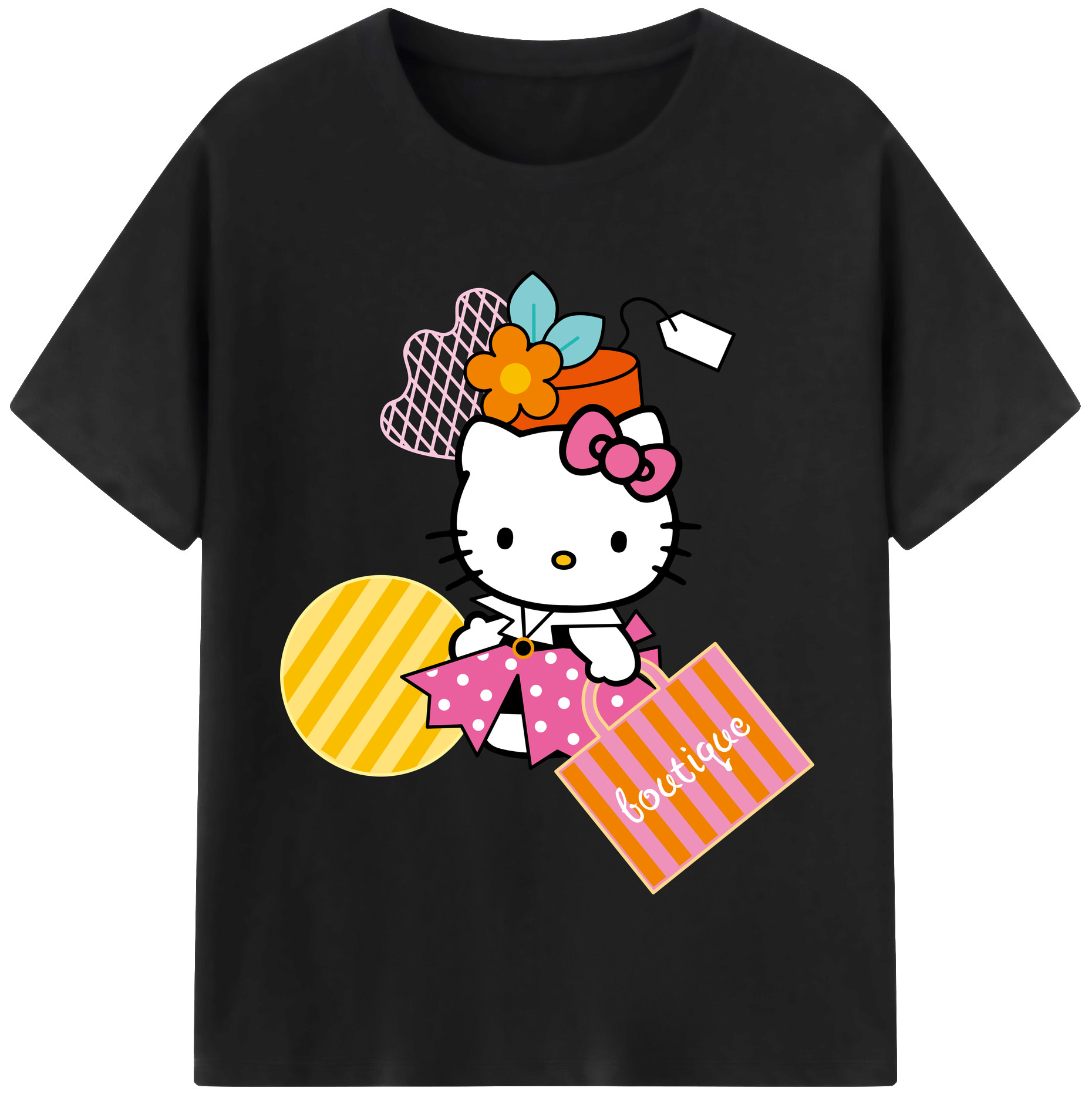 （画像用） Hello Kitty ハローキティ レディースカジュアルプリントTシャツ（綿100％）