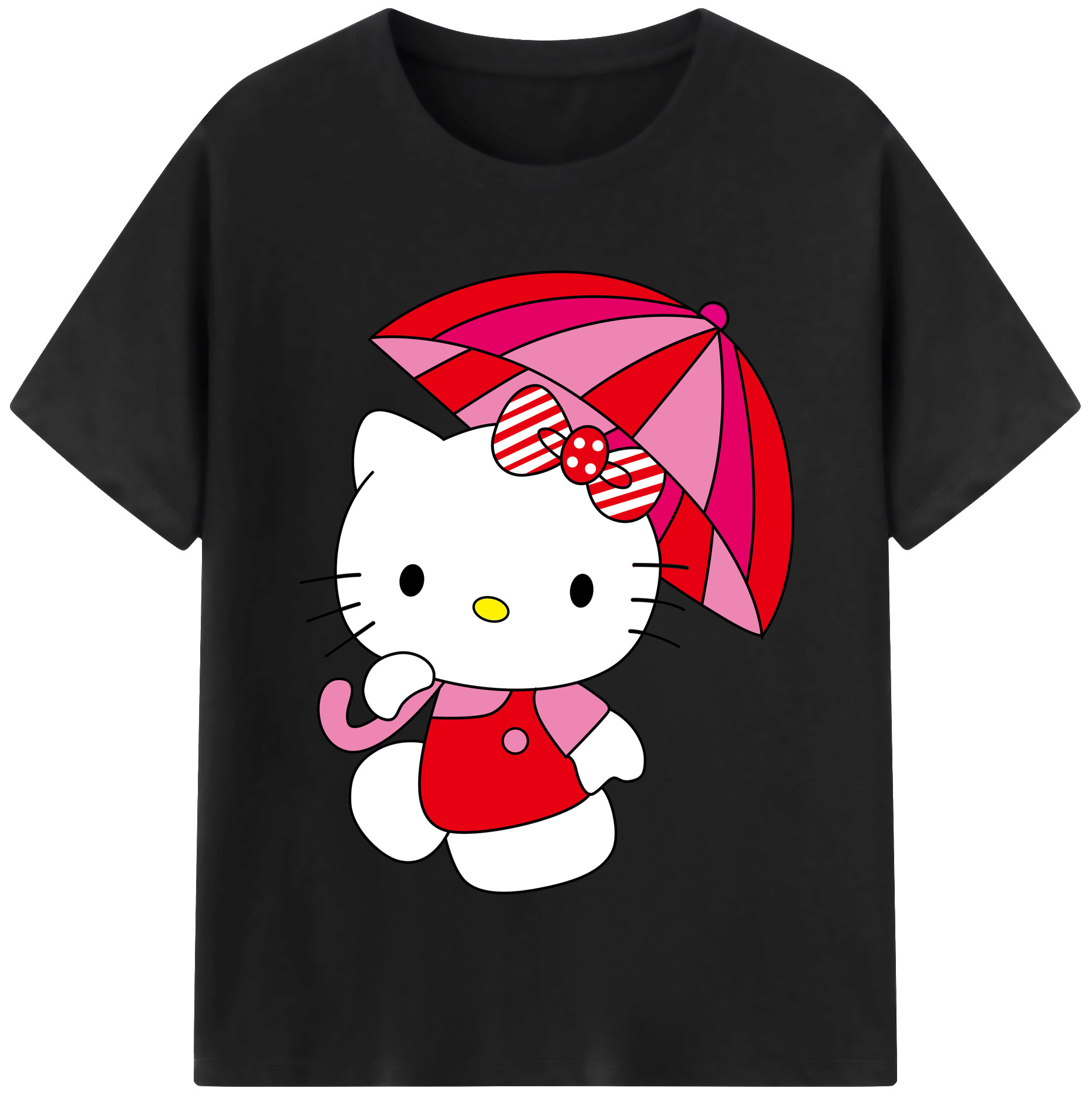 （画像用） Hello Kitty ハローキティ レディースカジュアルプリントTシャツ（綿100％）
