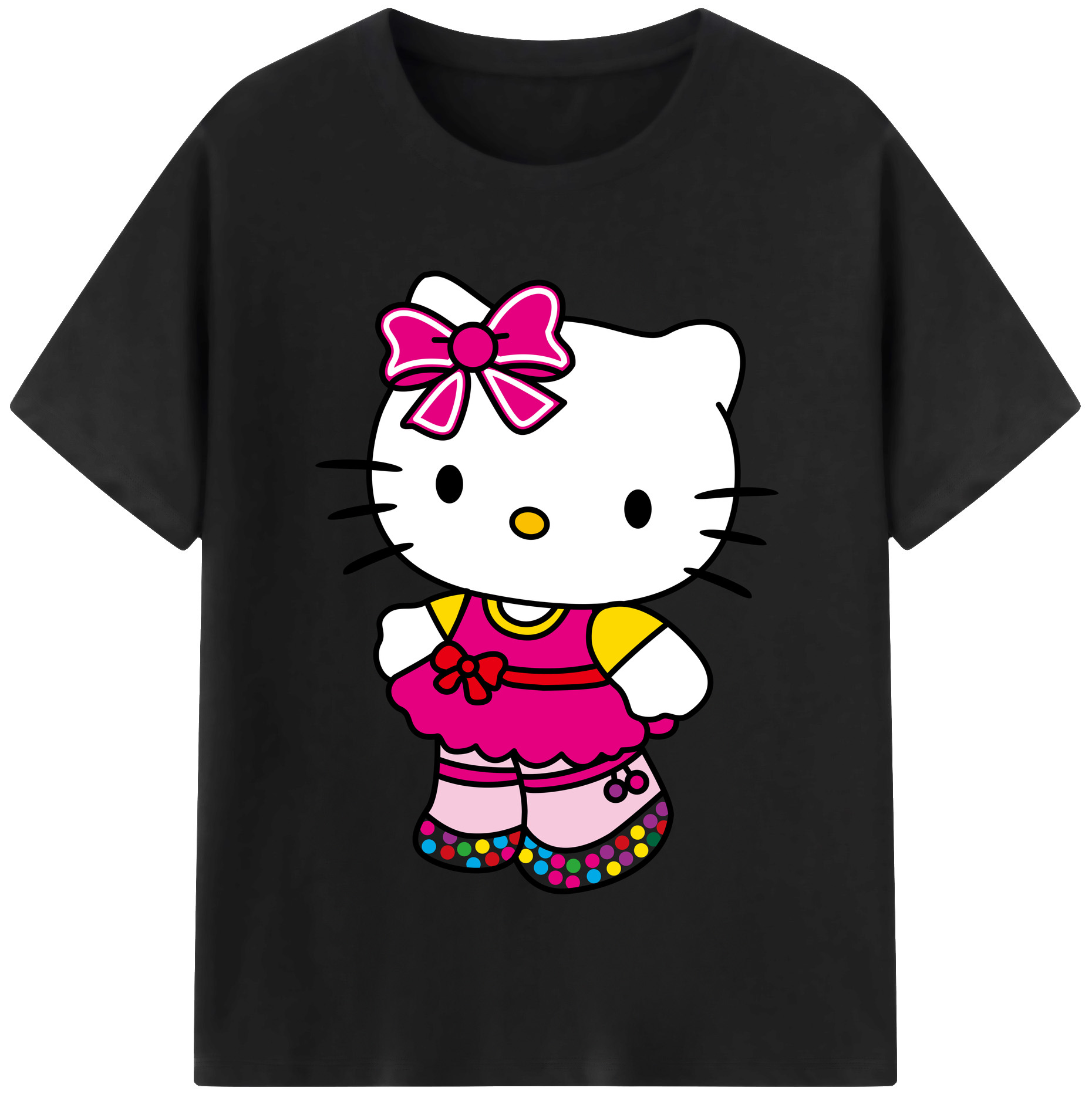 （画像用） Hello Kitty ハローキティ レディースカジュアルプリントTシャツ（綿100％）
