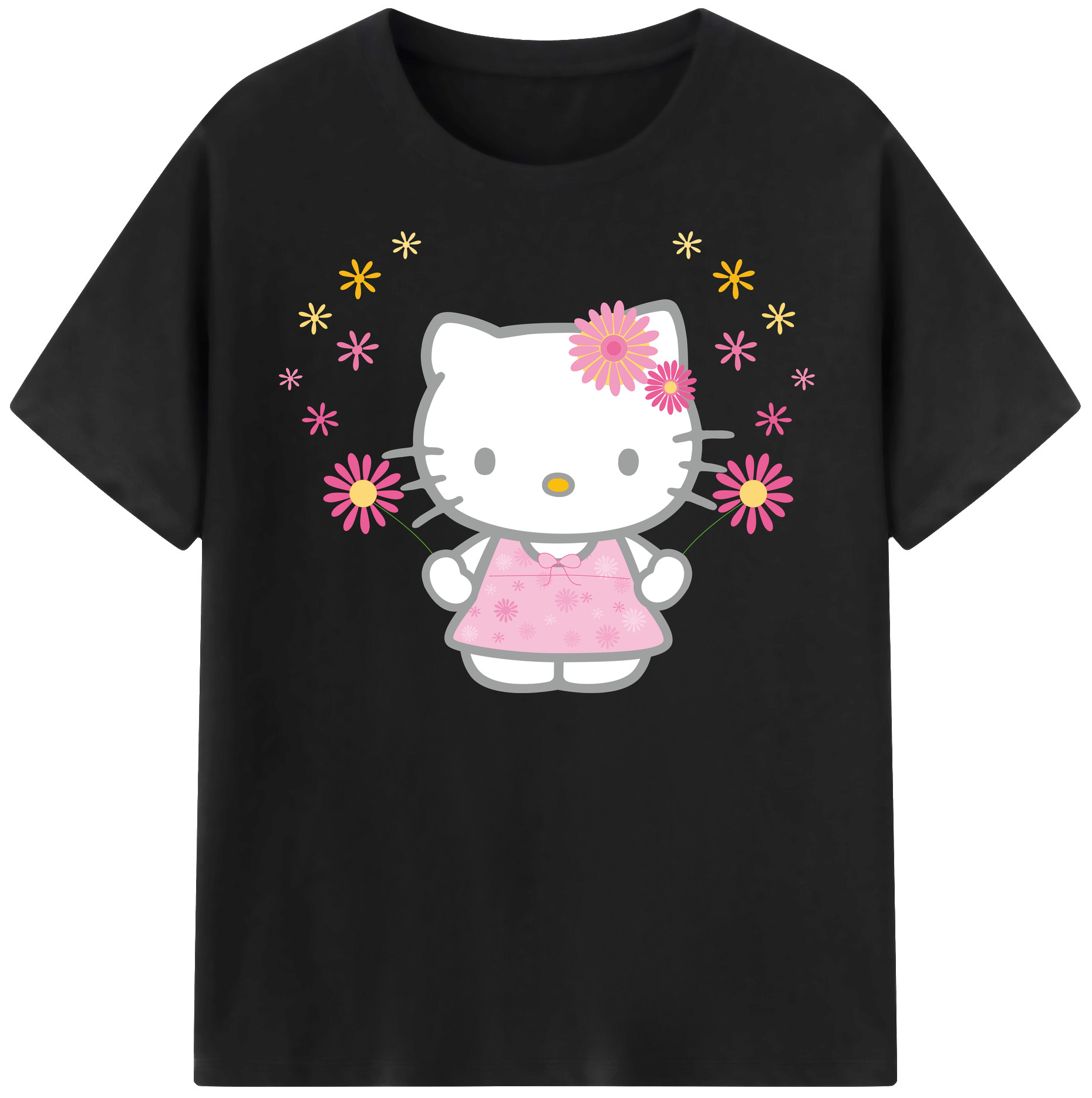 （画像用） Hello Kitty ハローキティ レディースカジュアルプリントTシャツ（綿100％）