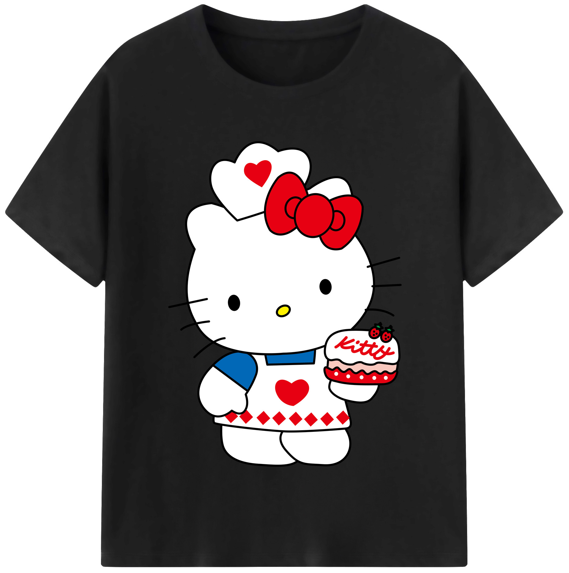 （画像用） Hello Kitty ハローキティ レディースカジュアルプリントTシャツ（綿100％）