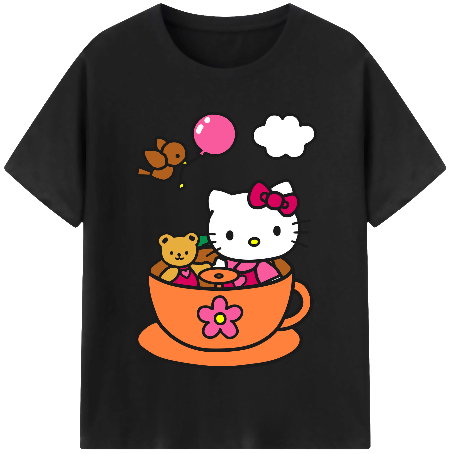 （画像用） Hello Kitty ハローキティ レディースカジュアルプリントTシャツ（綿100％）