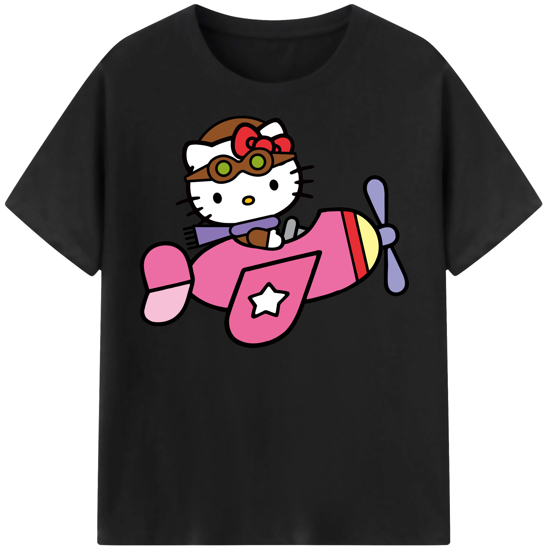 （画像用） Hello Kitty ハローキティ レディースカジュアルプリントTシャツ（綿100％）