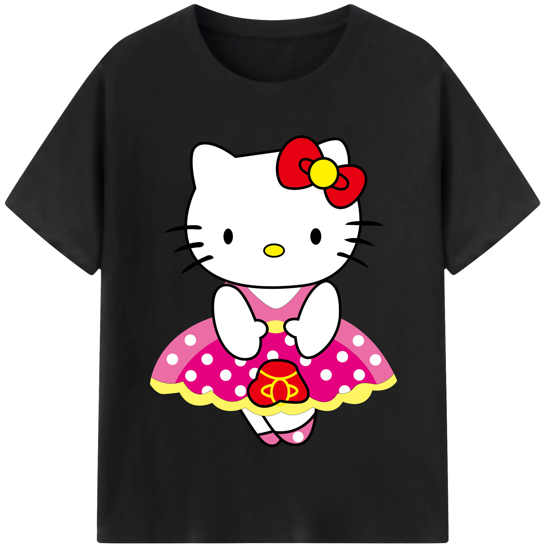 （画像用） Hello Kitty ハローキティ レディースカジュアルプリントTシャツ（綿100％）
