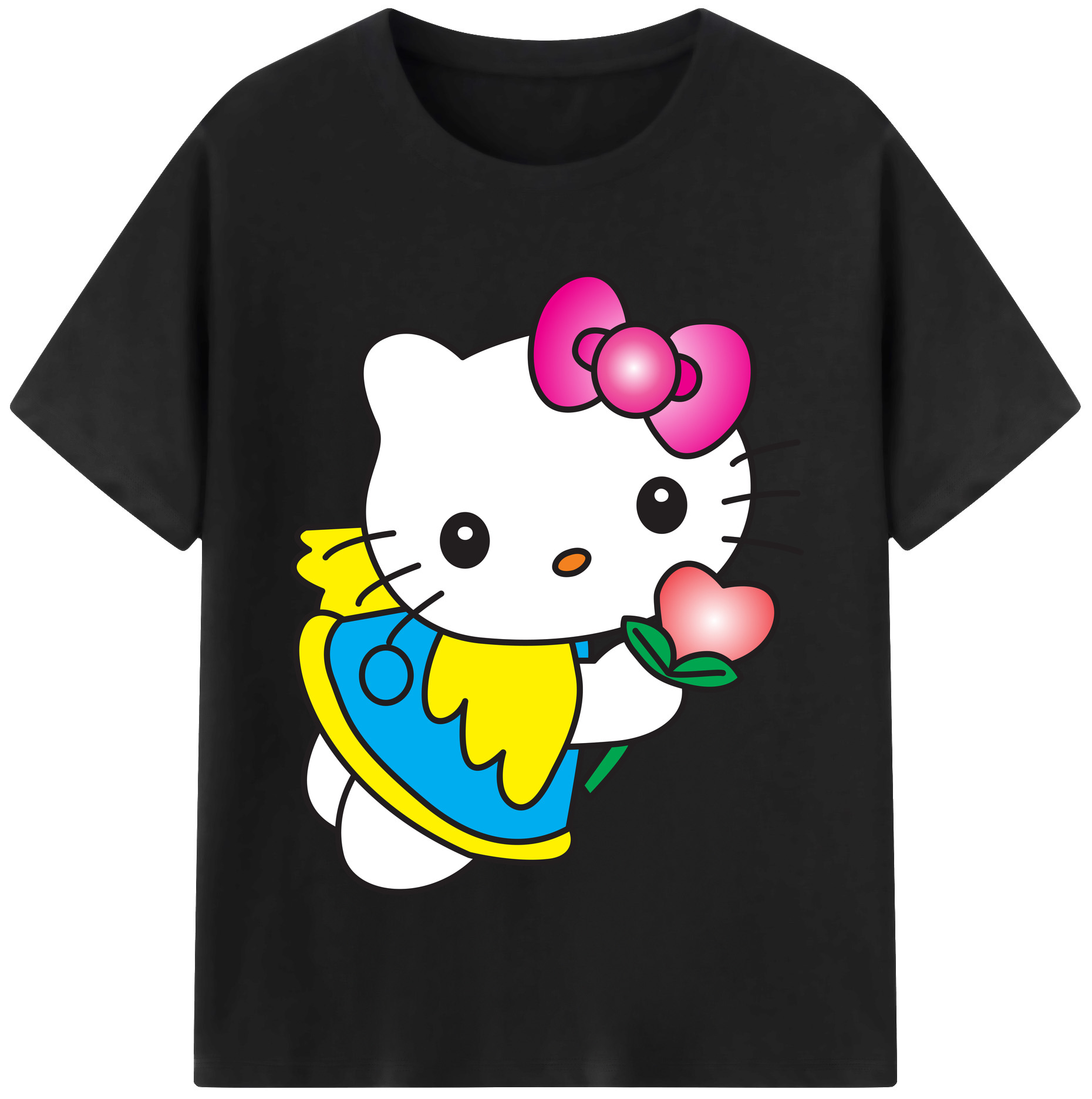 （画像用） Hello Kitty ハローキティ レディースカジュアルプリントTシャツ（綿100％）