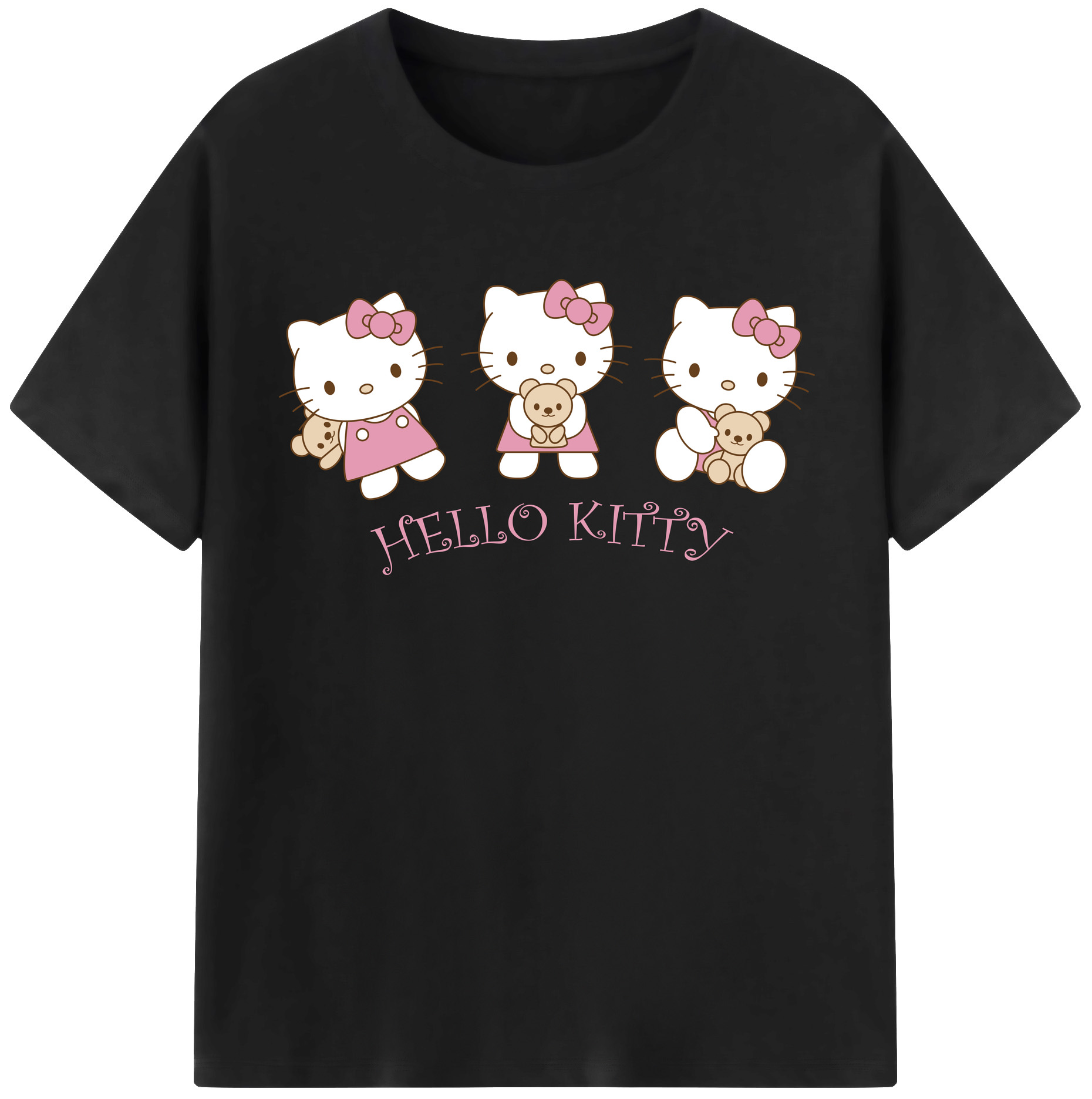 （画像用） Hello Kitty ハローキティ レディースカジュアルプリントTシャツ（綿100％）