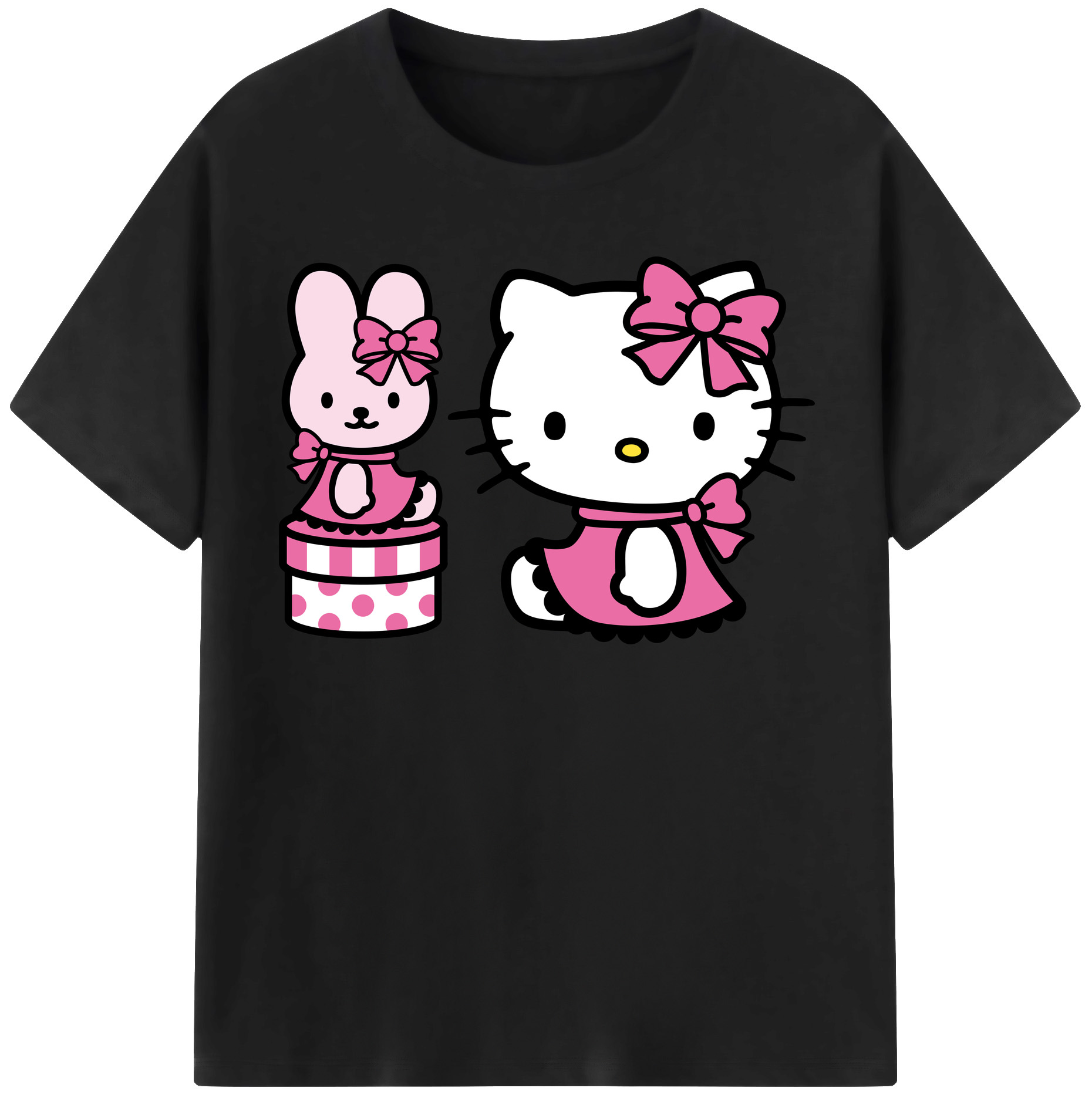 （画像用） Hello Kitty ハローキティ レディースカジュアルプリントTシャツ（綿100％）